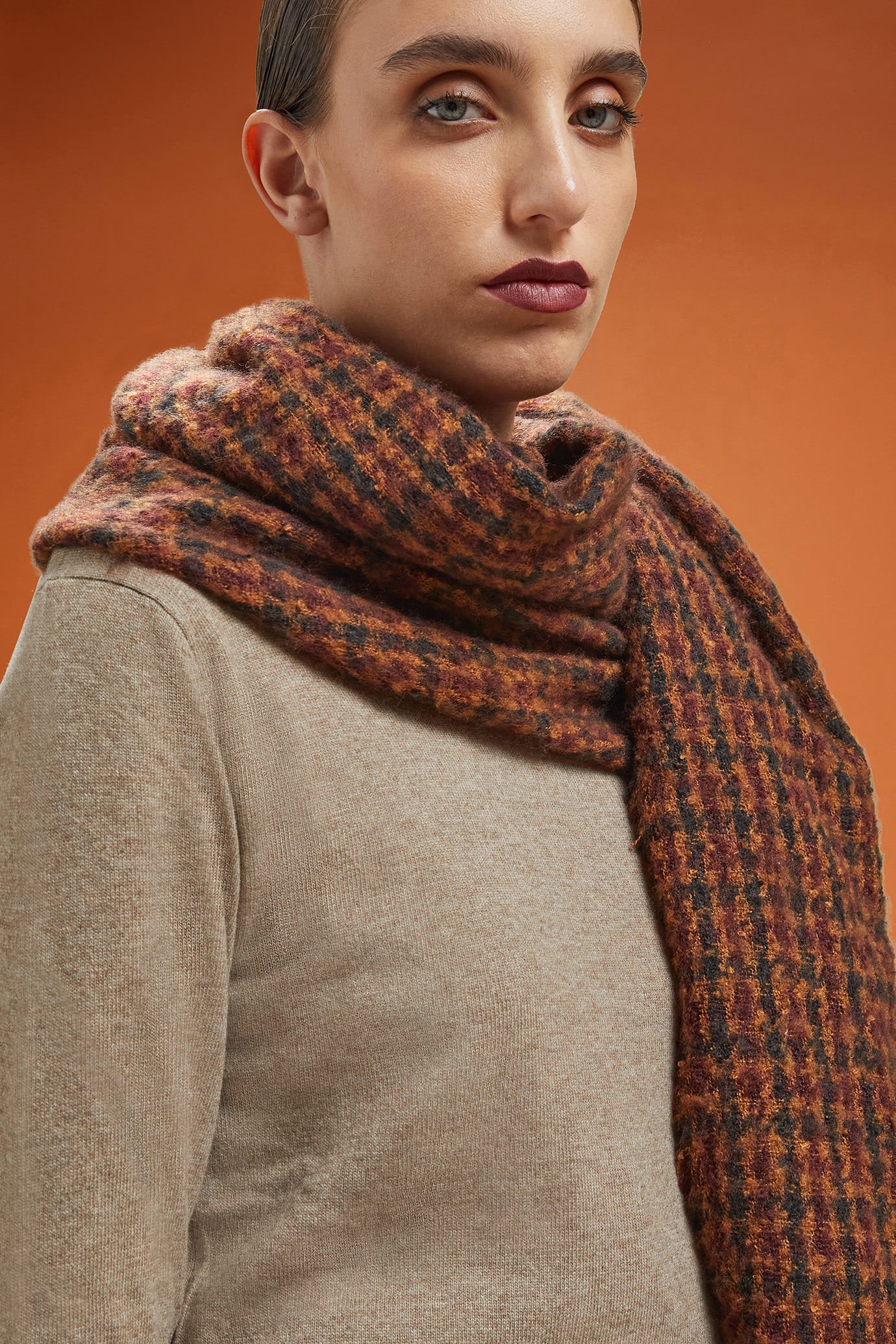 Sciarpa donna fantasia pied de poule