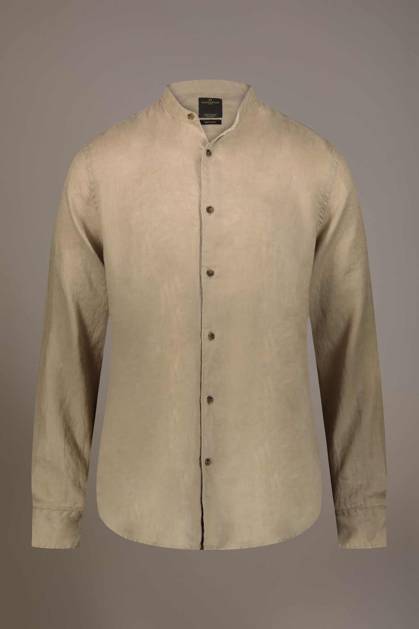 Camicia casual collo coreana comfort fit 100% lino image number 3
