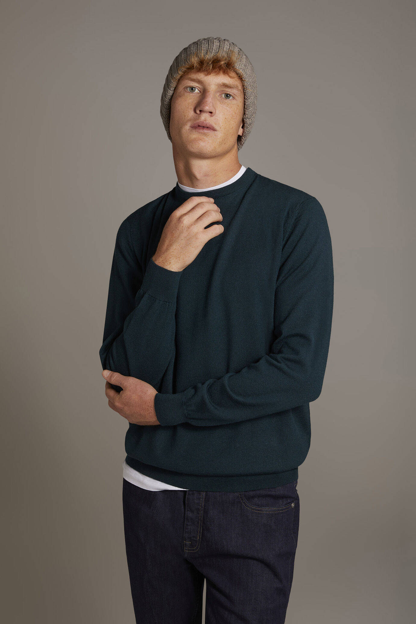 Maglia girocollo 100% lana merino extrafine