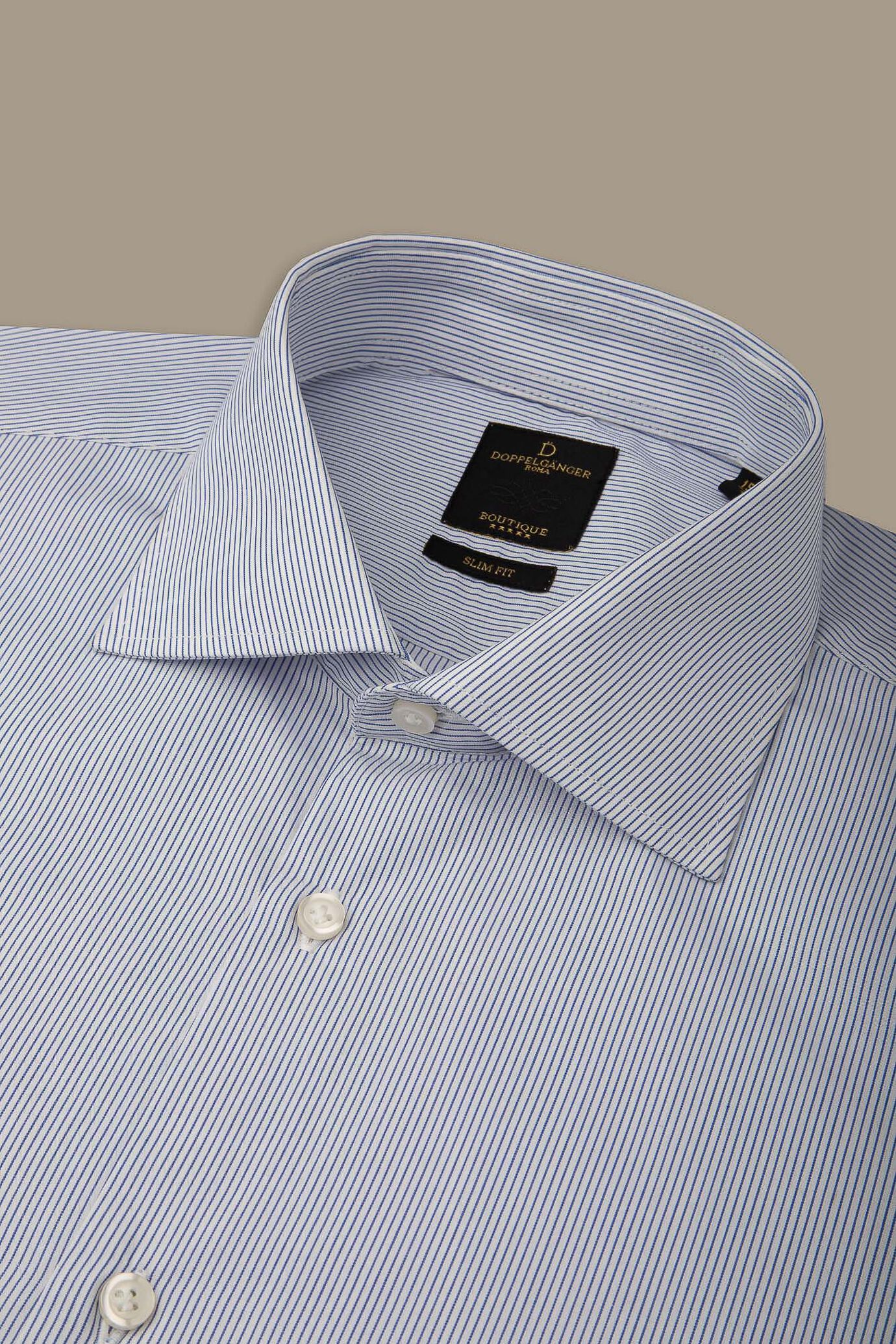 Camicia classica uomo collo francese tinto filo a righe white/blue image number 1