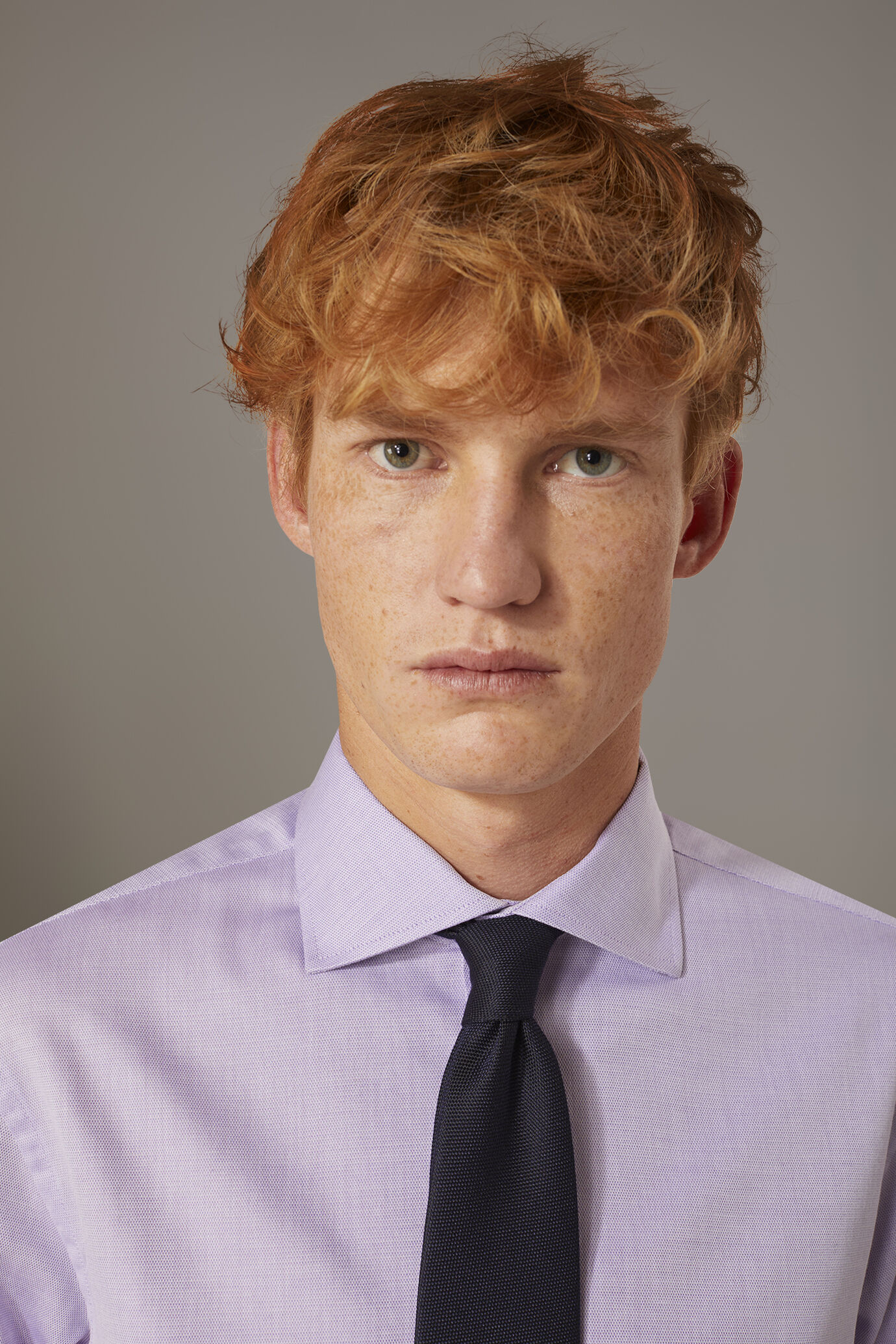 Classic shirt with french collar classic fit dobby fabric image number 1