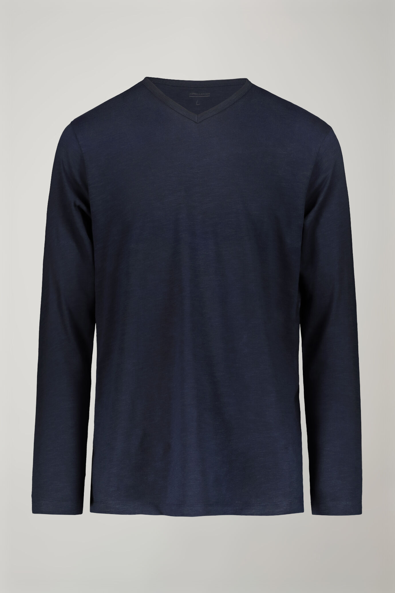 T-shirt uomo scollo a v 100% cotone effetto fiammato con manica lunga regular fit image number 4