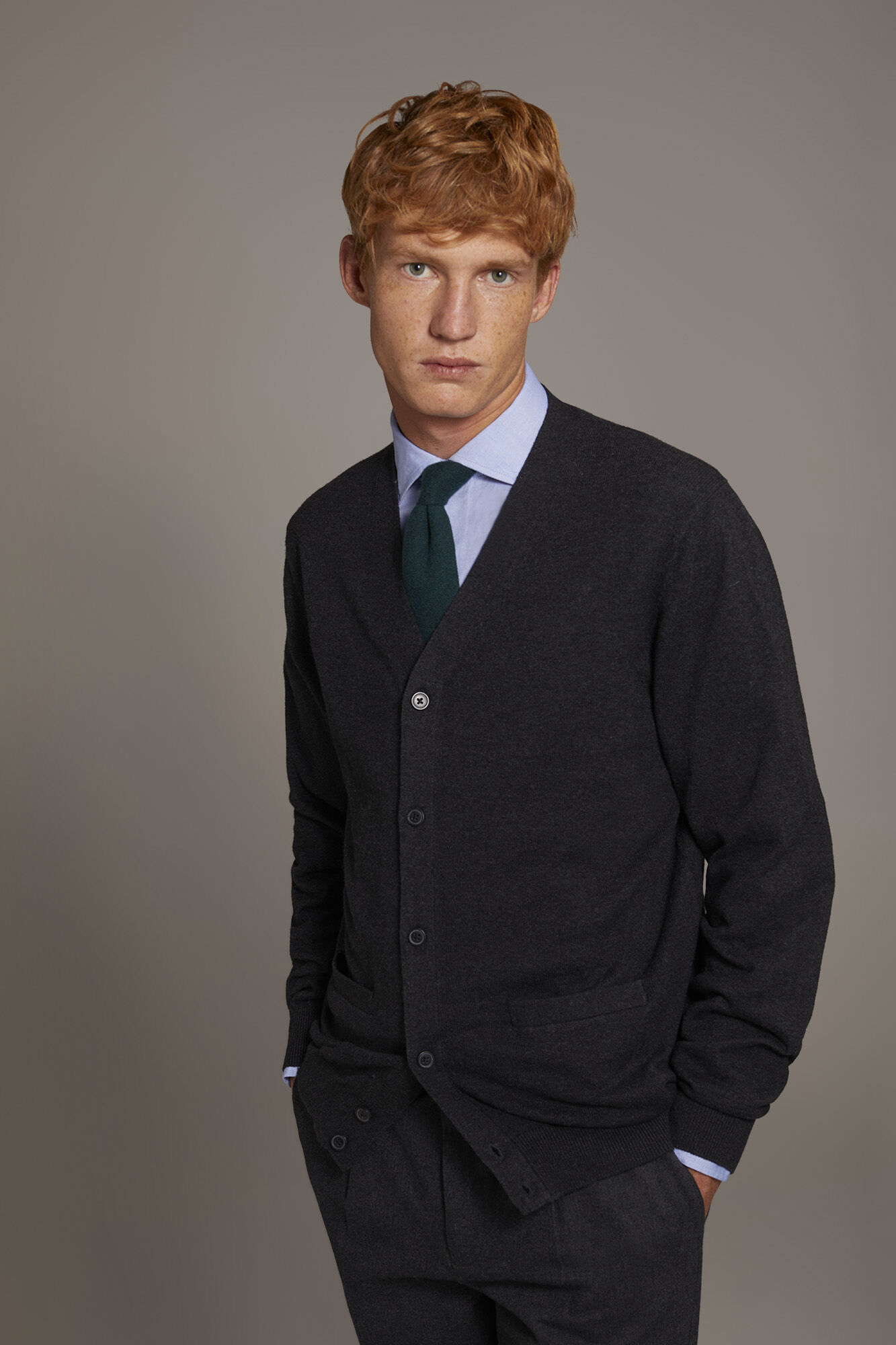 Cardigan scollo a V misto lana