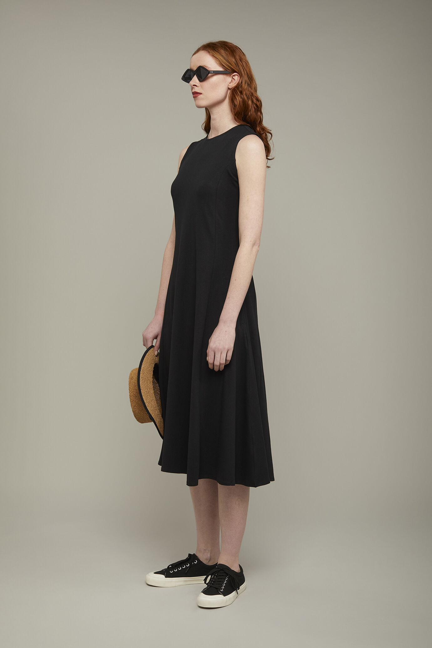 Ärmelloses Midikleid aus Stretch-Baumwolljersey für Damen in normaler Passform image number 1