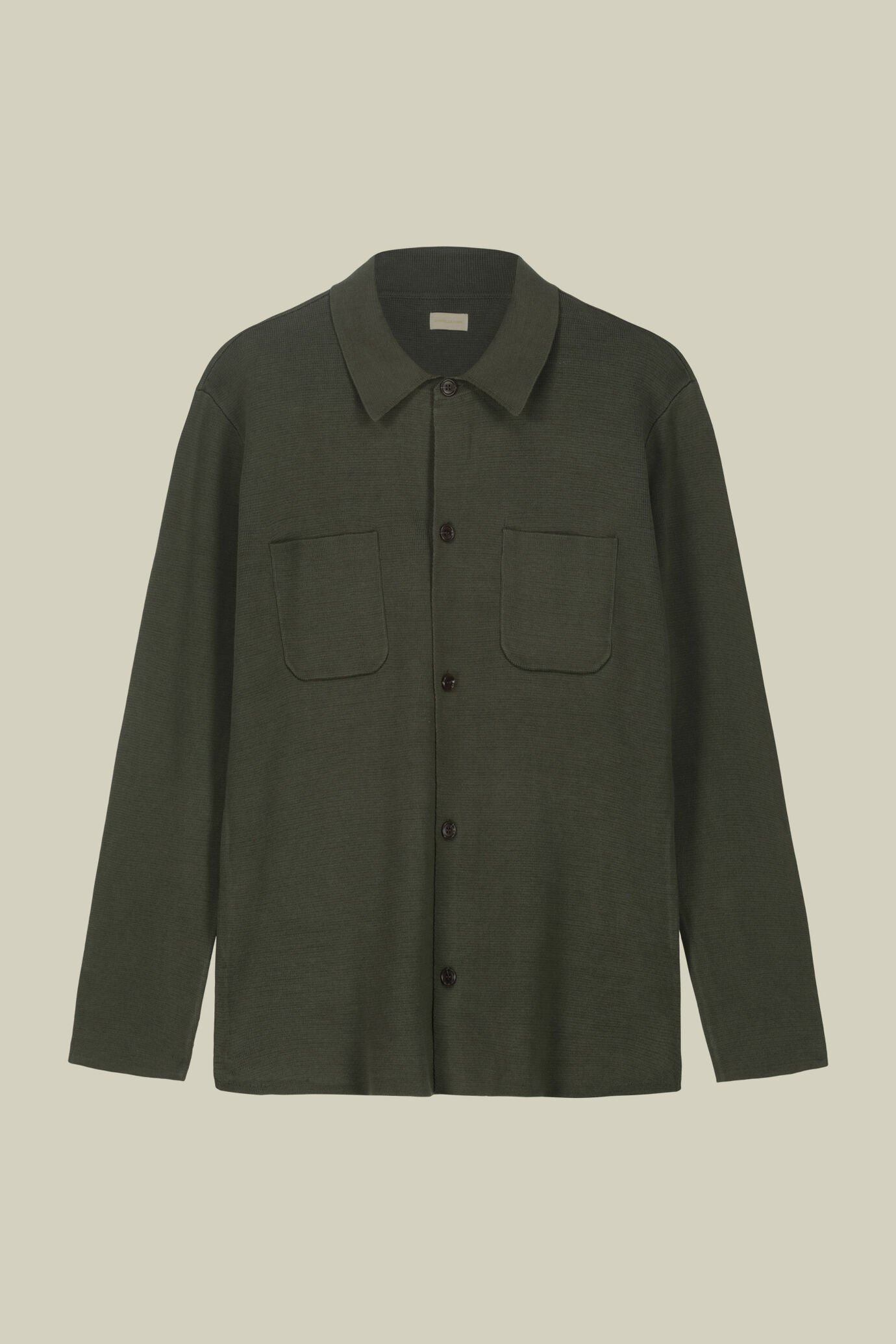 Hemdjacke für Herren mit aufgesetzten Taschen aus 100 % Punto-Milano-Baumwollstrick