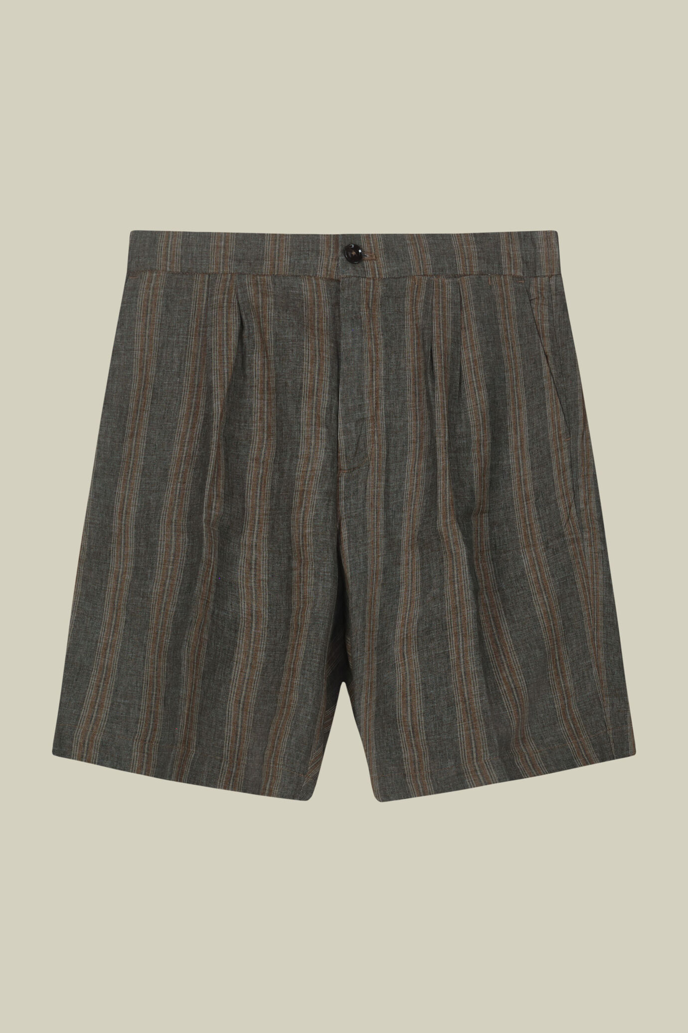 Bermuda homme en lin m&eacute;lang&eacute;, coupe classique image number 4
