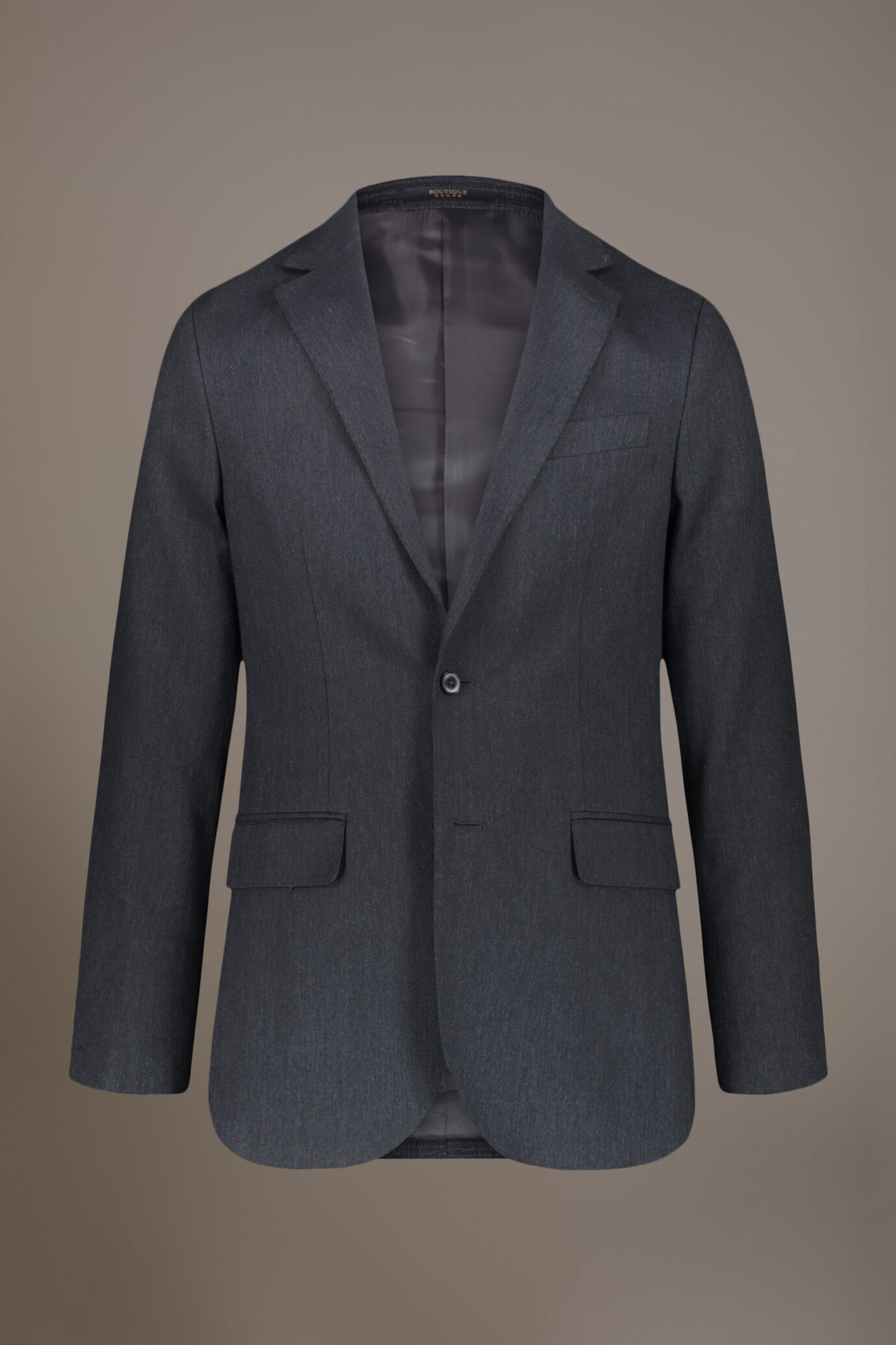 Single-breasted cotton stretch solid color fabric suit image number 5