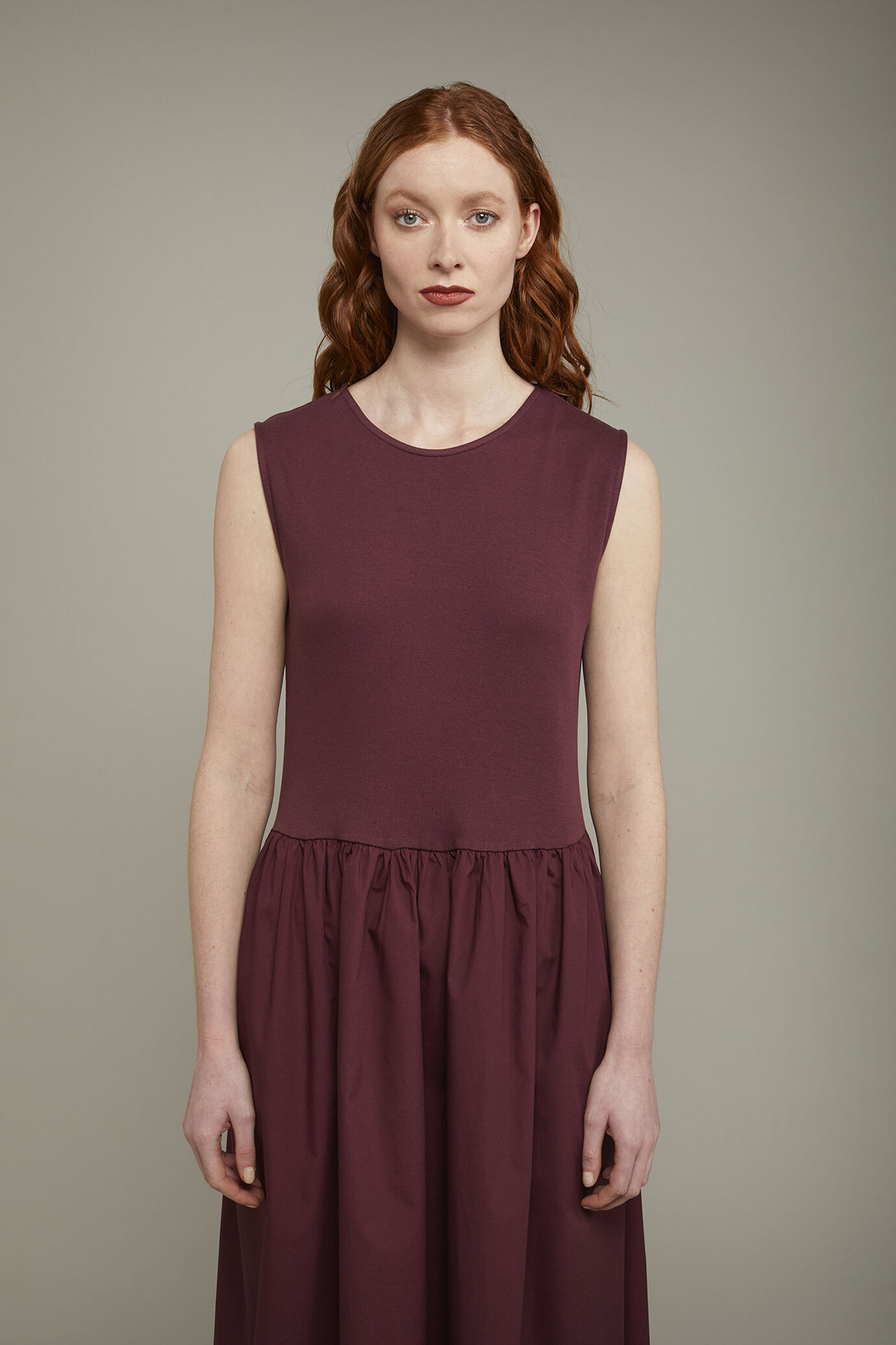 Abito midi donna smanicato 100% cotone in jersey regular fit image number 3