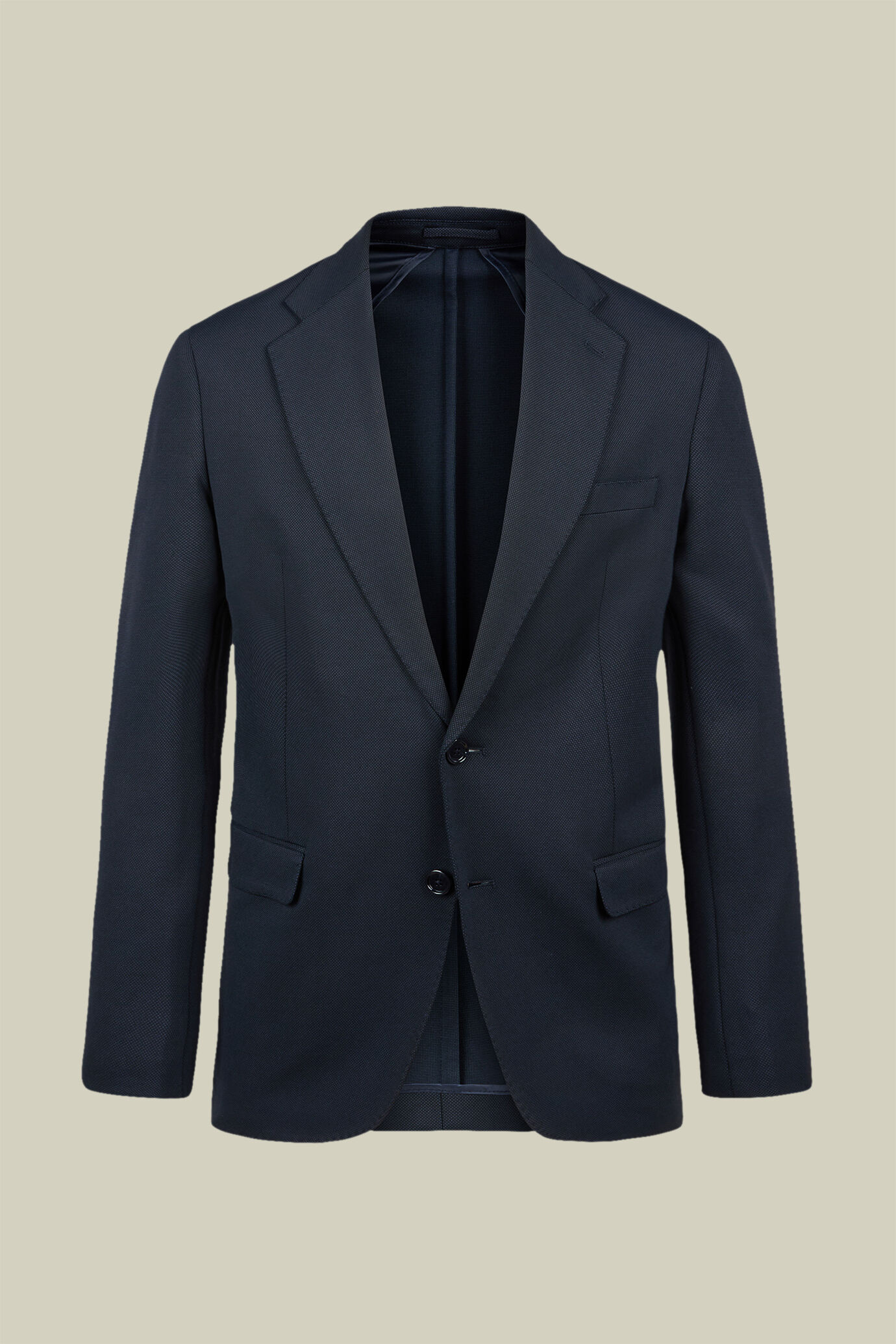 Einreihiger Herrenanzug in normaler Passform mit Rebhuhnaugen-Design aus Jerseystoff image number 0