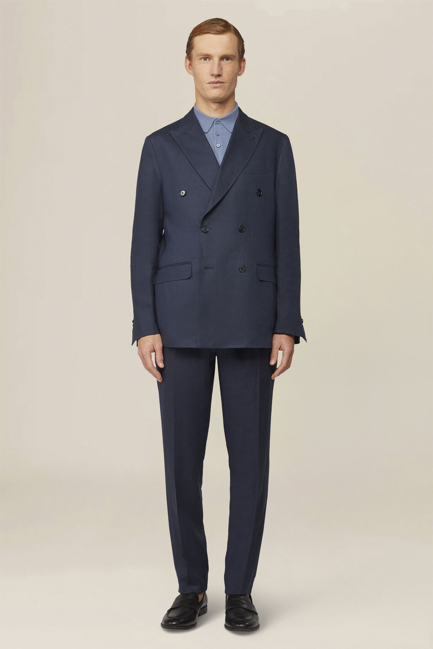 Abito uomo doppiopetto 100% lino regular fit image number 1
