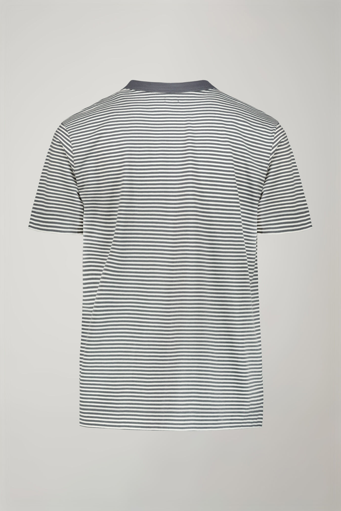 Men’s 100% cotton round neck t-shirt with stripes regular fit image number 5