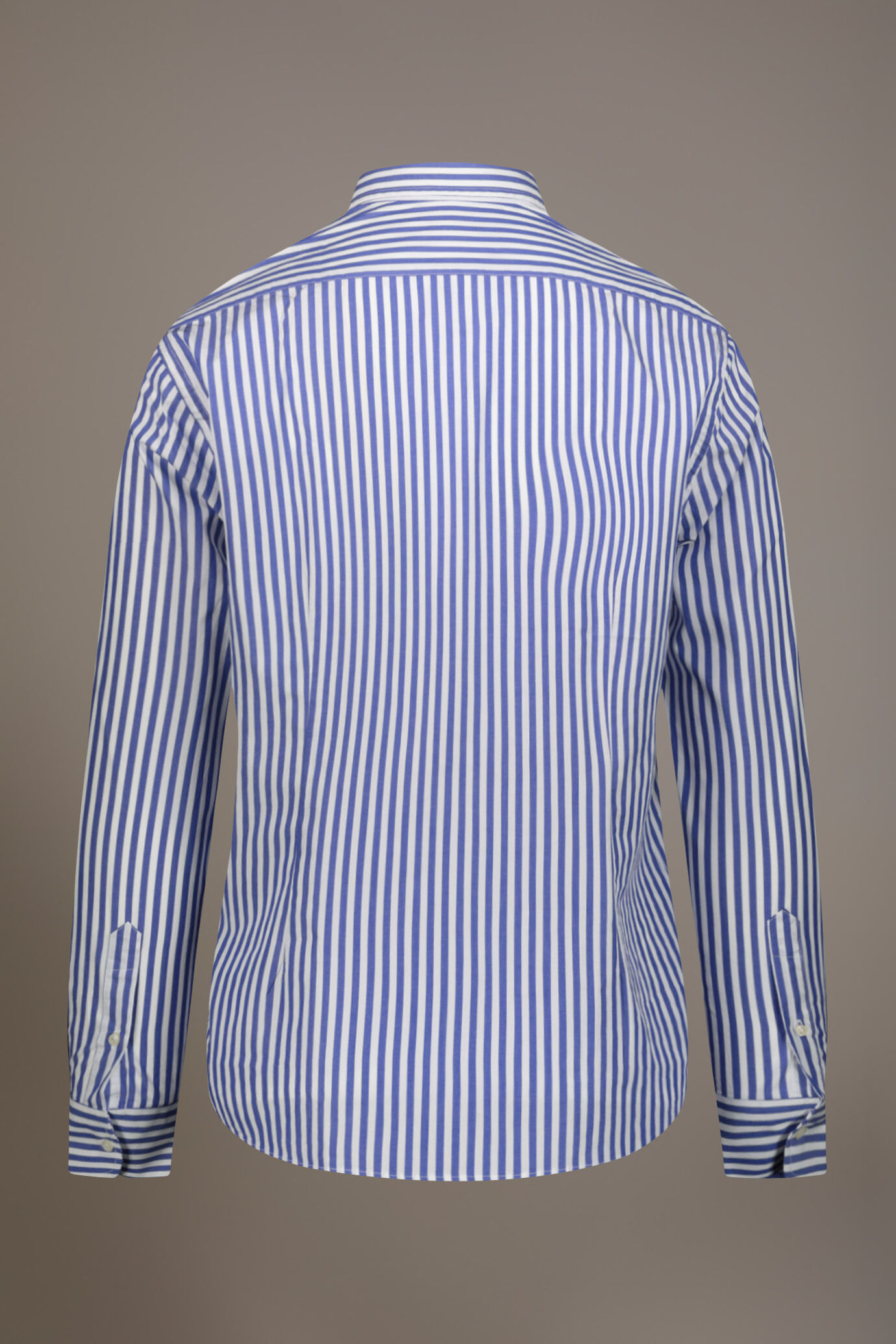 Classic washed shirt with french collar comfrot fit yarn dyed wide stripes image number 4