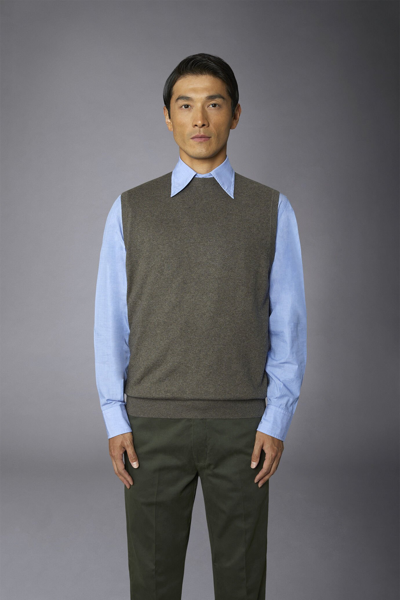 Gilet uomo girocollo lana e cotone image number 3