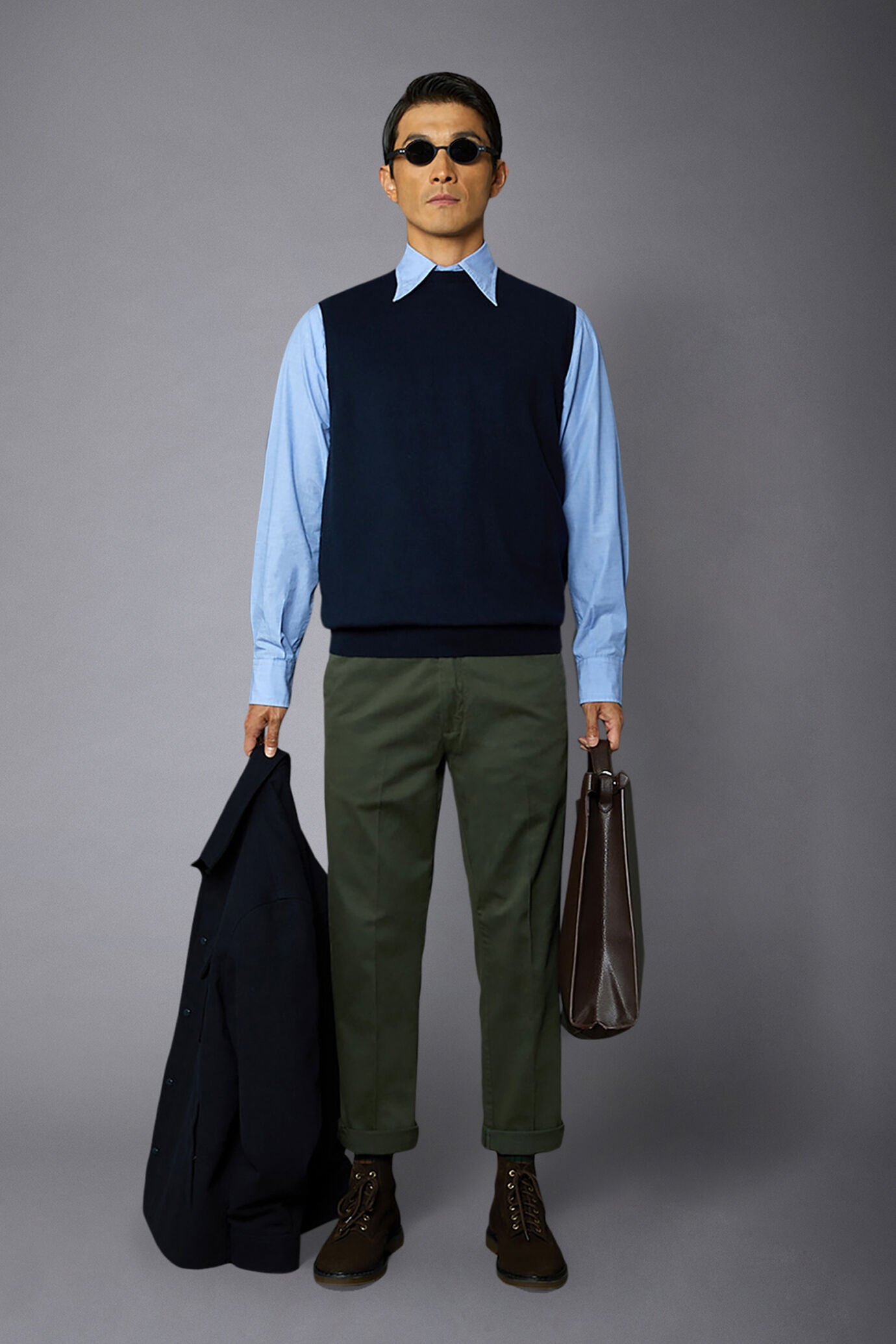 Gilet uomo girocollo lana e cotone image number 0