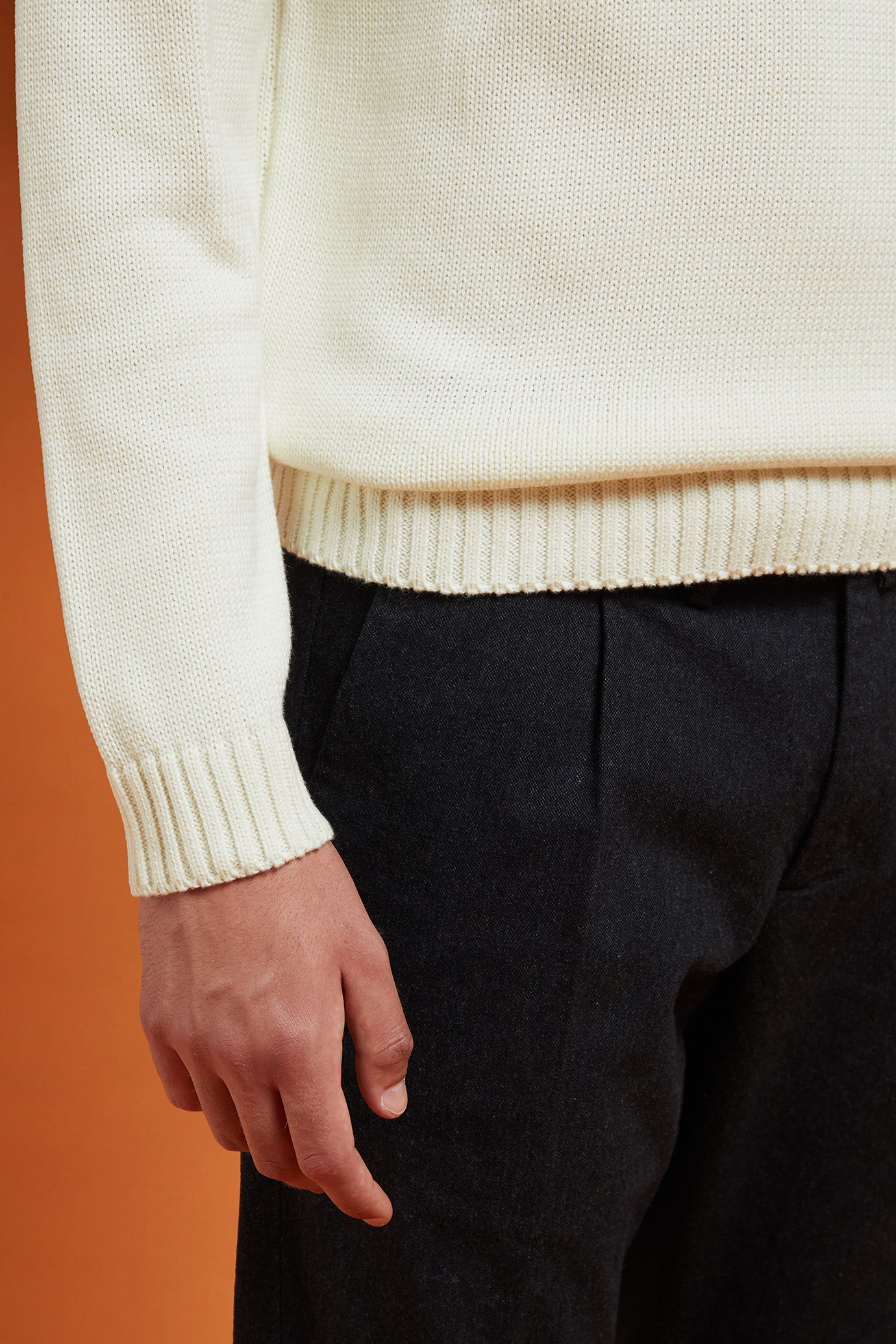Men's regular fit ribbed knit jumper with a Derby collar image number 2