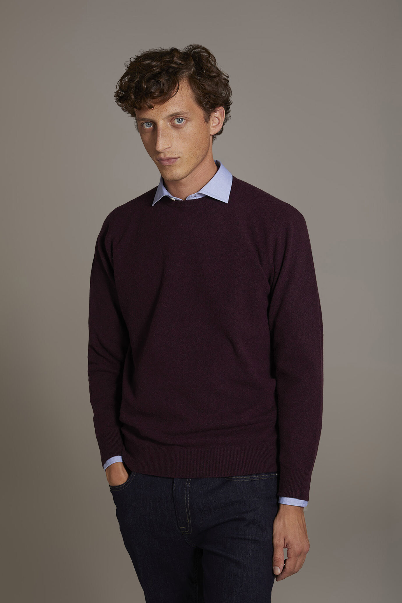 Round neck lambswool blend sweater image number 1