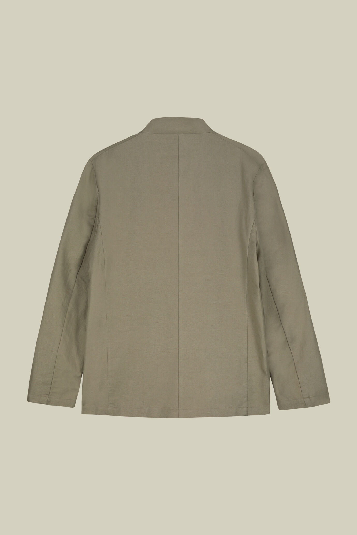 Men's unlined single-breasted jacket with mandarin collar linen and cotton blend image number 5