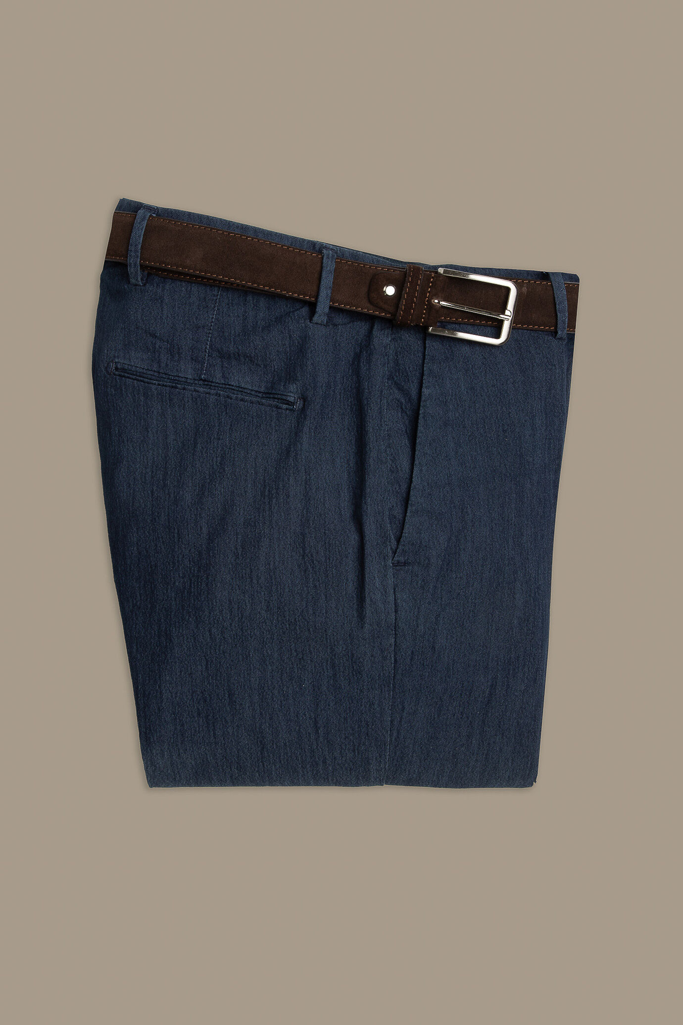 Classic chino trousers chambray fabric image number 0