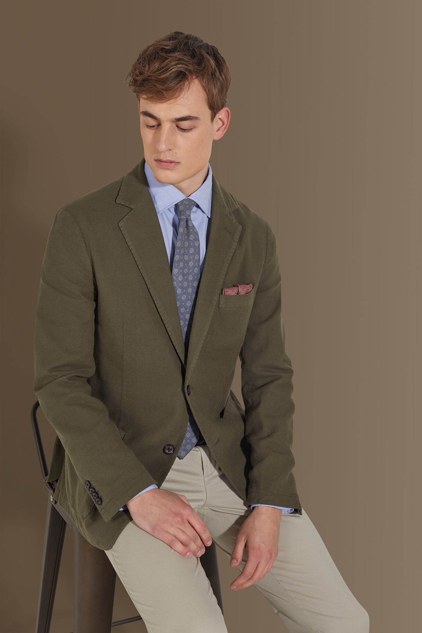 Single breasted jacket patch pocket cotton linen garmet dyed image number 0