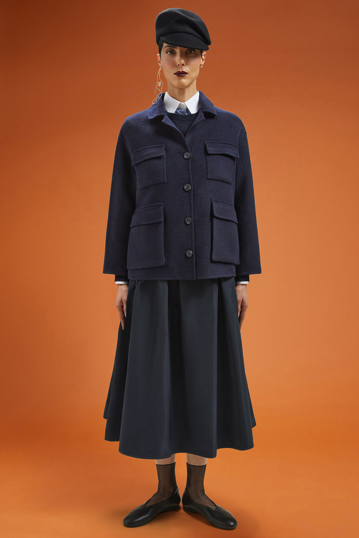 Women's regular fit coat in soft wool blend fabric