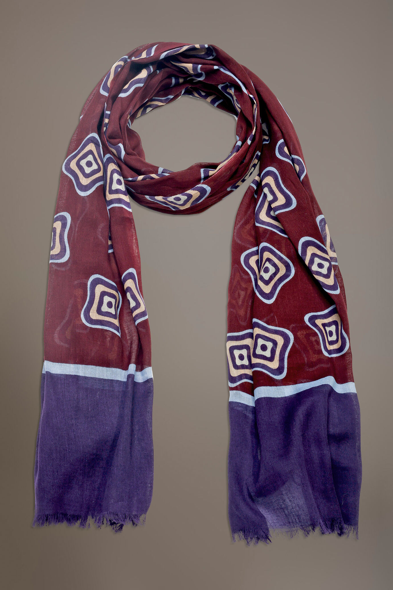Écharpe design fantaisie en coton homme bordeaux image number 0