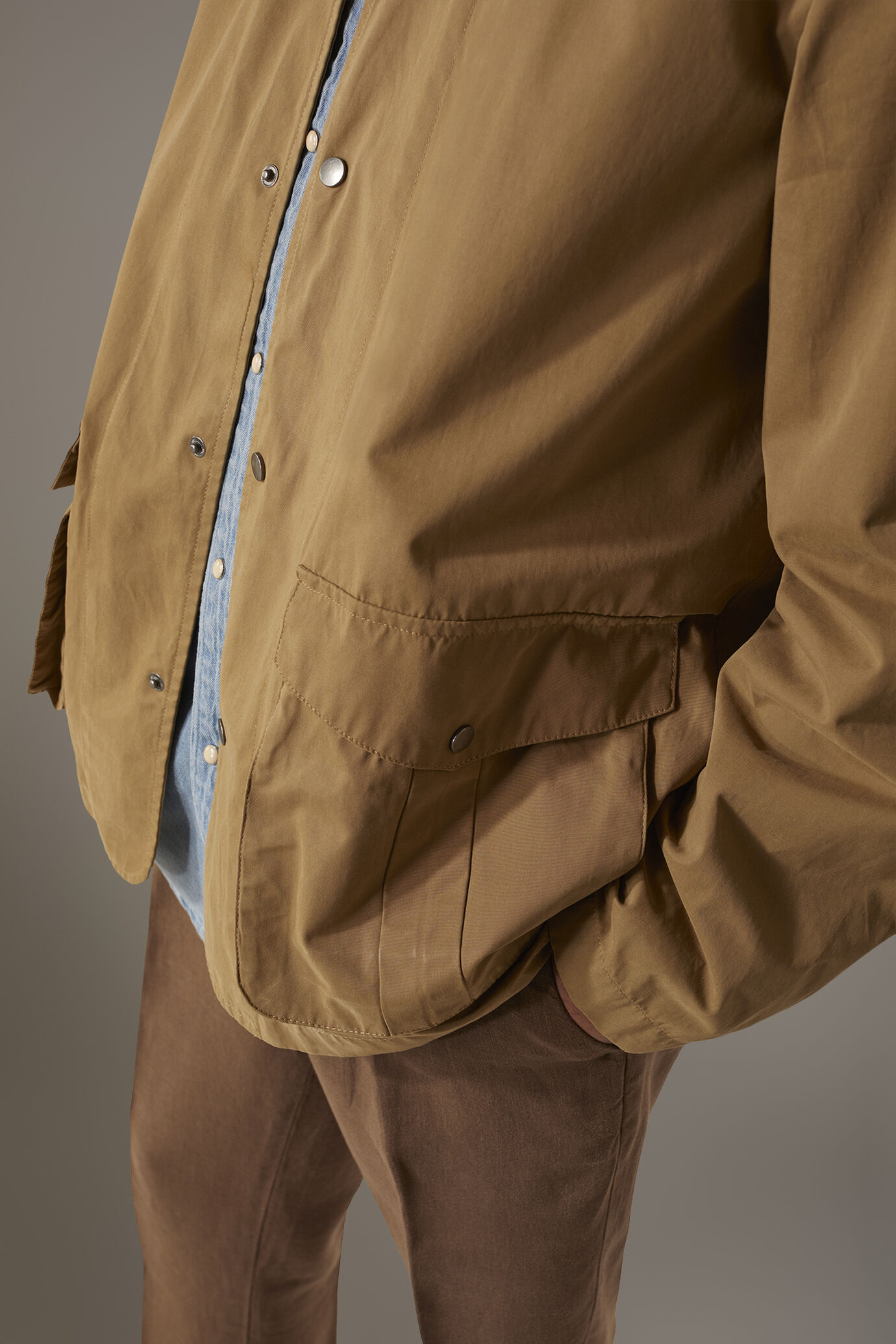 Coated fabric jacket with snaps image number 2