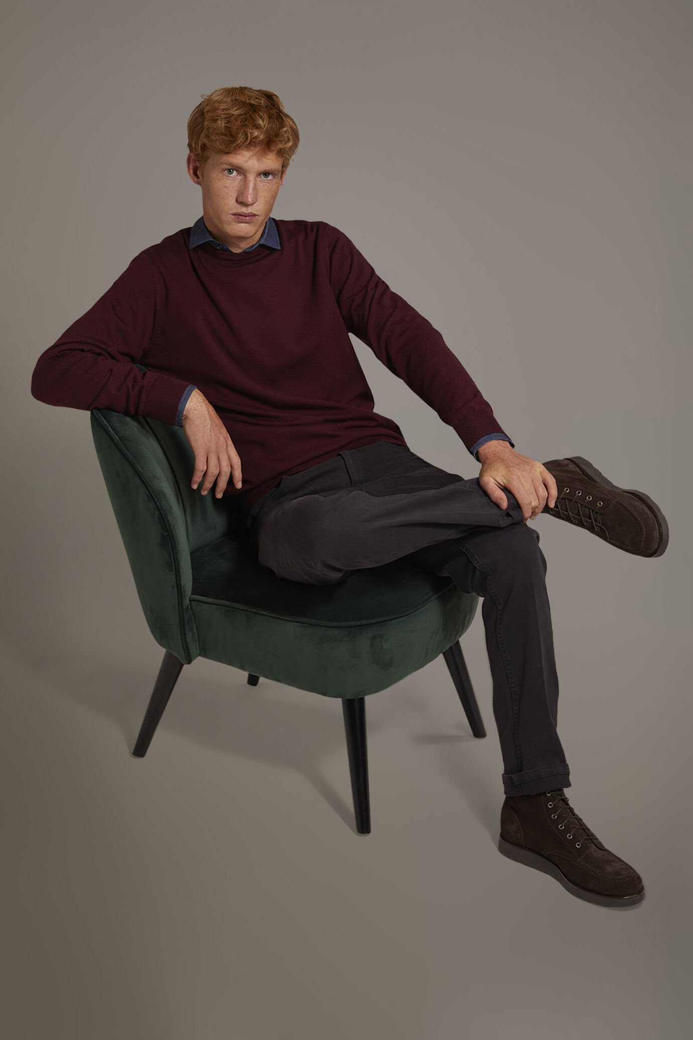Maglia girocollo 100% lana merino extrafine image number 0