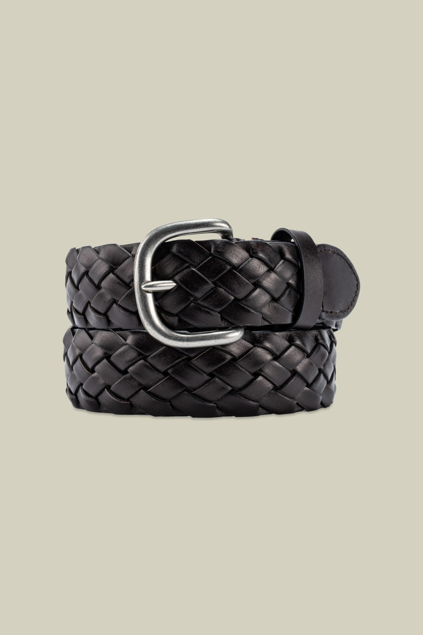Men's braided belt in 100% regenerated leather image number 2