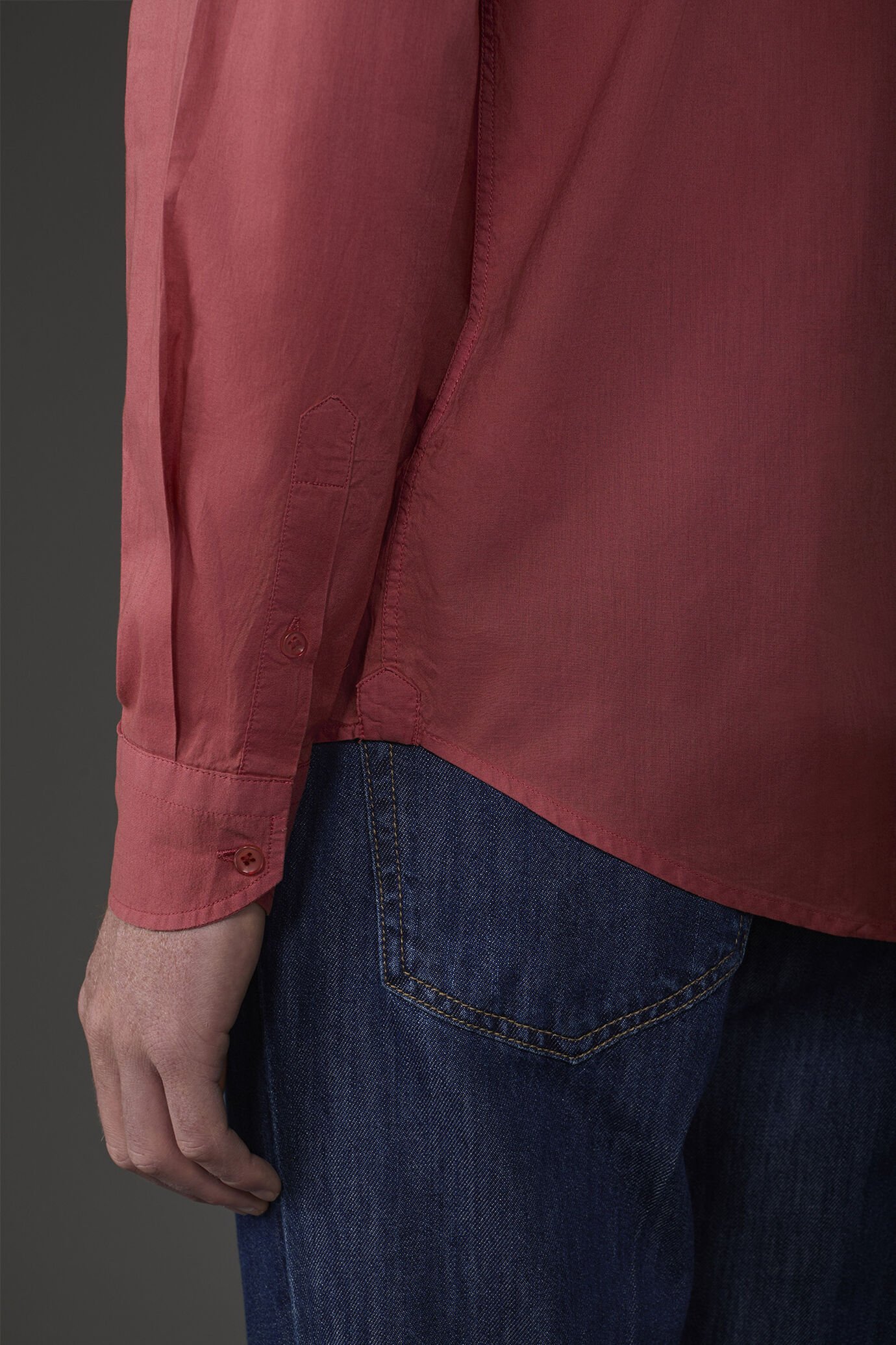 Camicia uomo casual collo button down nascosto tessuto 100% cotone in mussola lavato image number 4