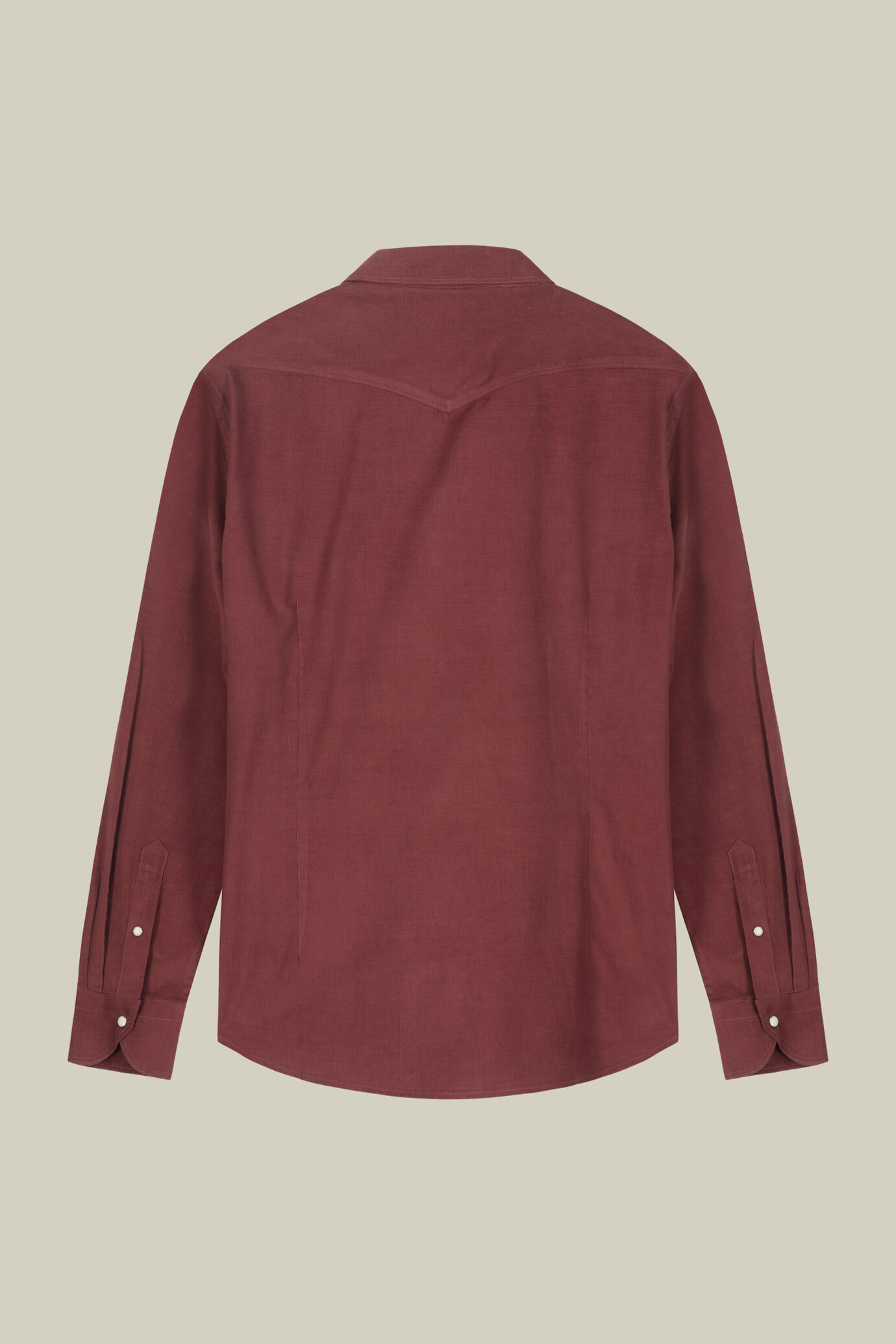 Camicia uomo casual collo classico 100% cotone in tessuto velluto 1000 righe tinta unita image number 5