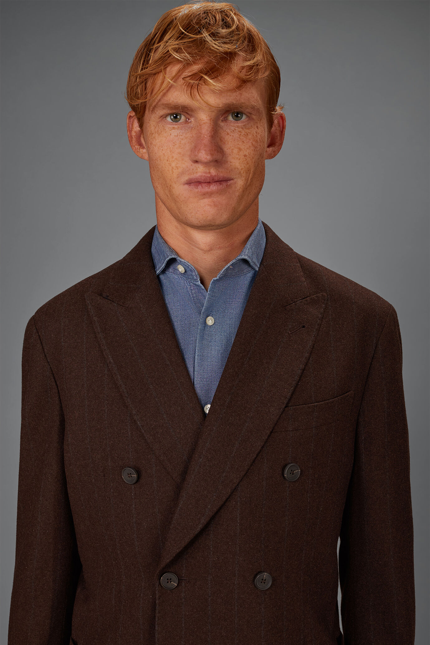 Veste homme sans doublure au double boutonnage en laine m&eacute;lang&eacute;e &agrave; tissu &agrave; rayures image number 2