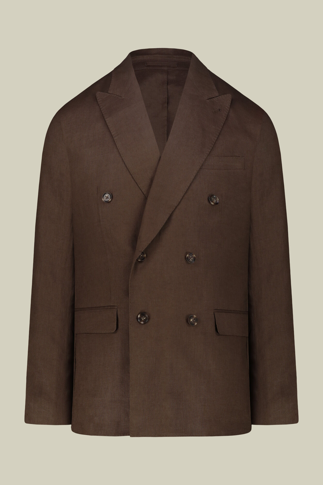 Men's double-breasted suit in 100% linen, regular fit