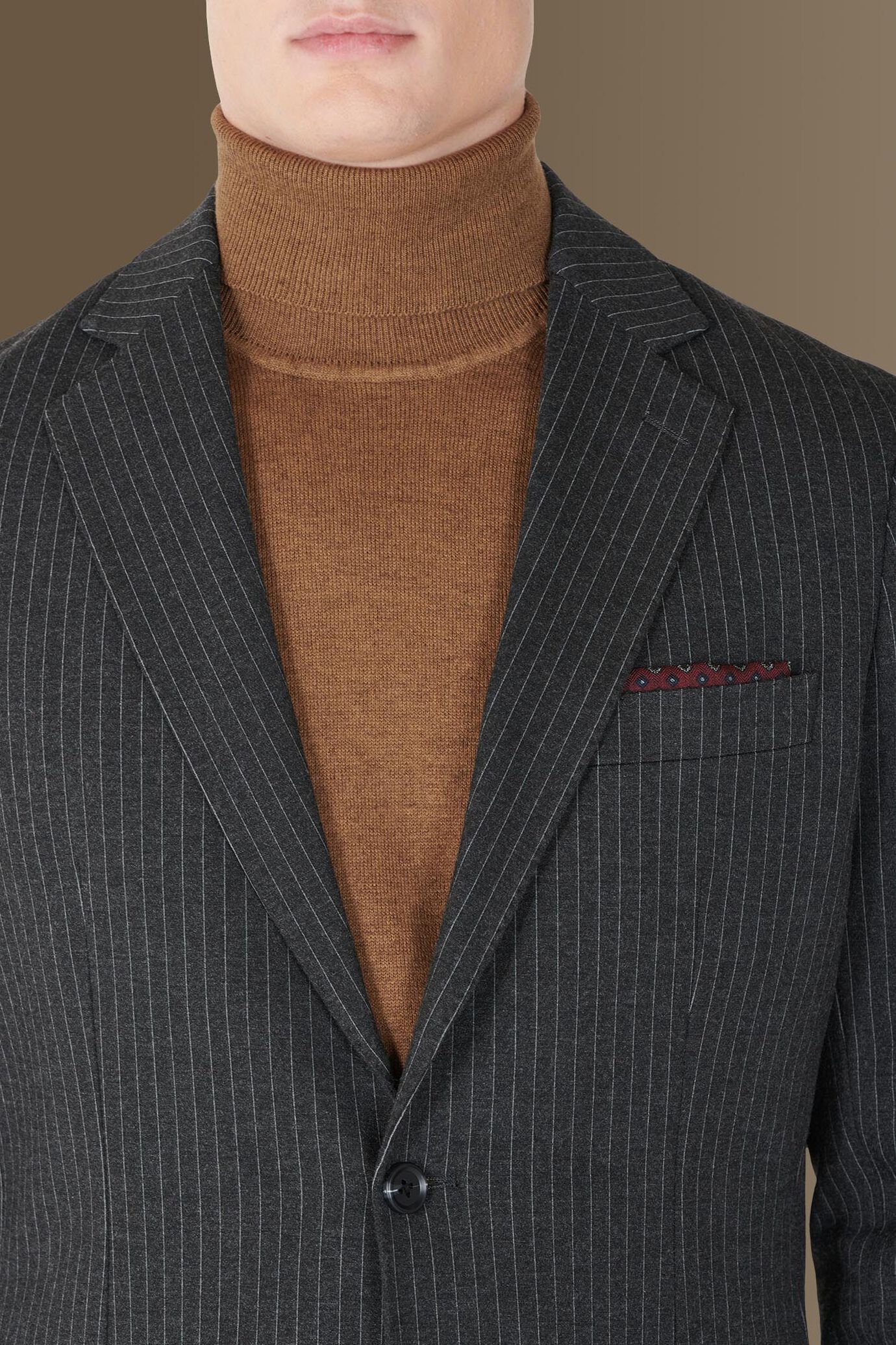 Single-breasted pinstripe jersey fabric suit image number 2