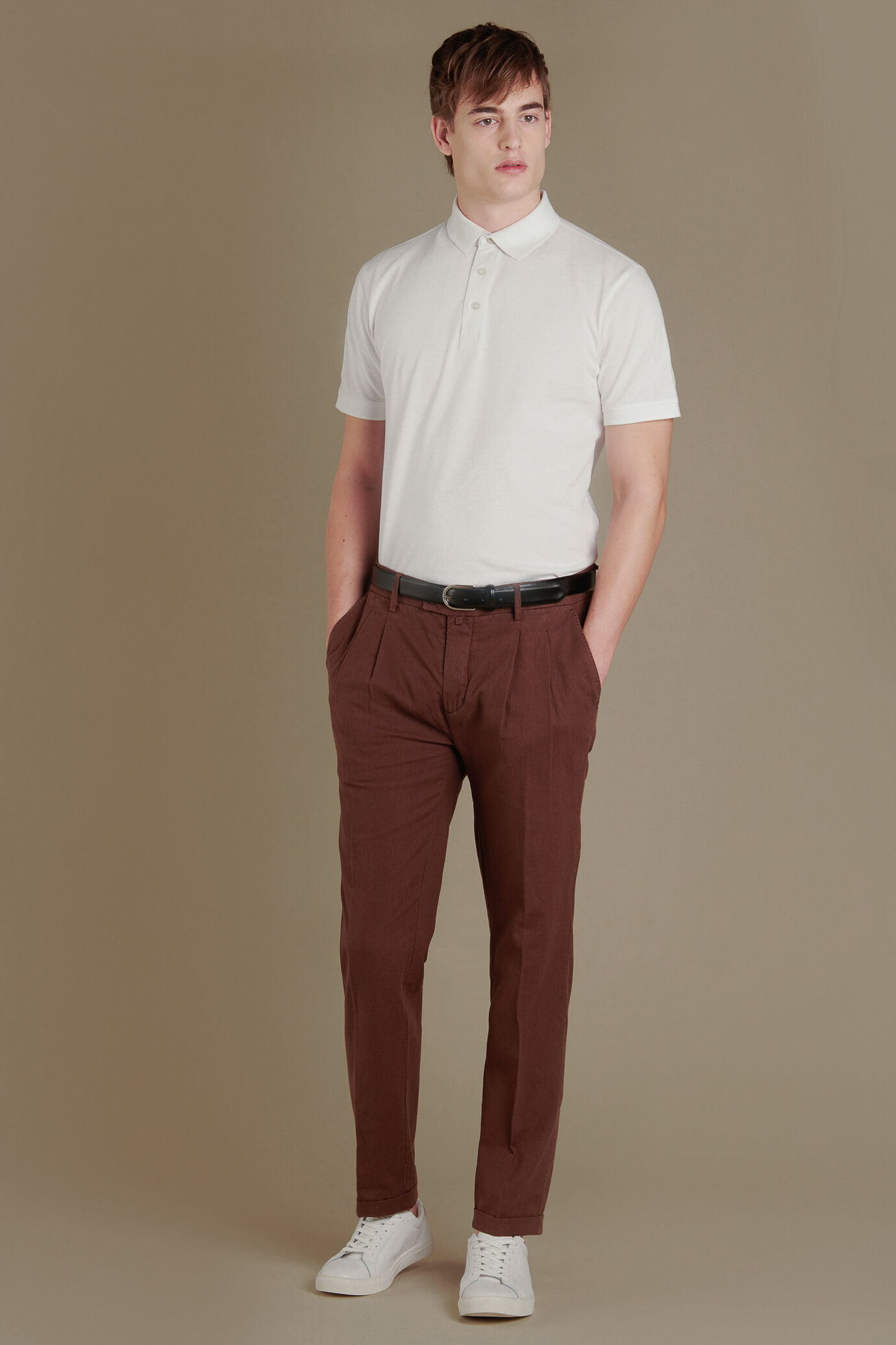 Chino trousers linen blend double pinces image number 0