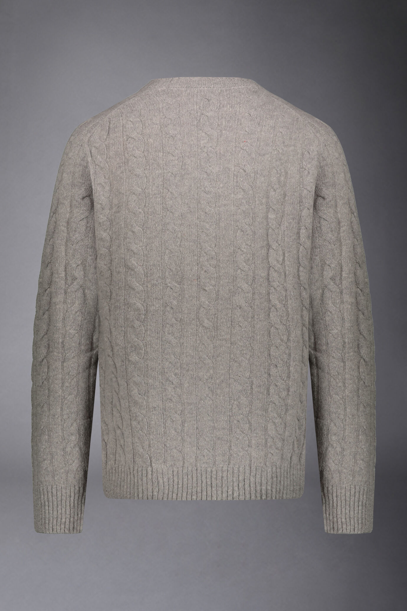 Pull en laine d'agneau mélangée à col ras du cou en tricot câblé regular fit image number 5