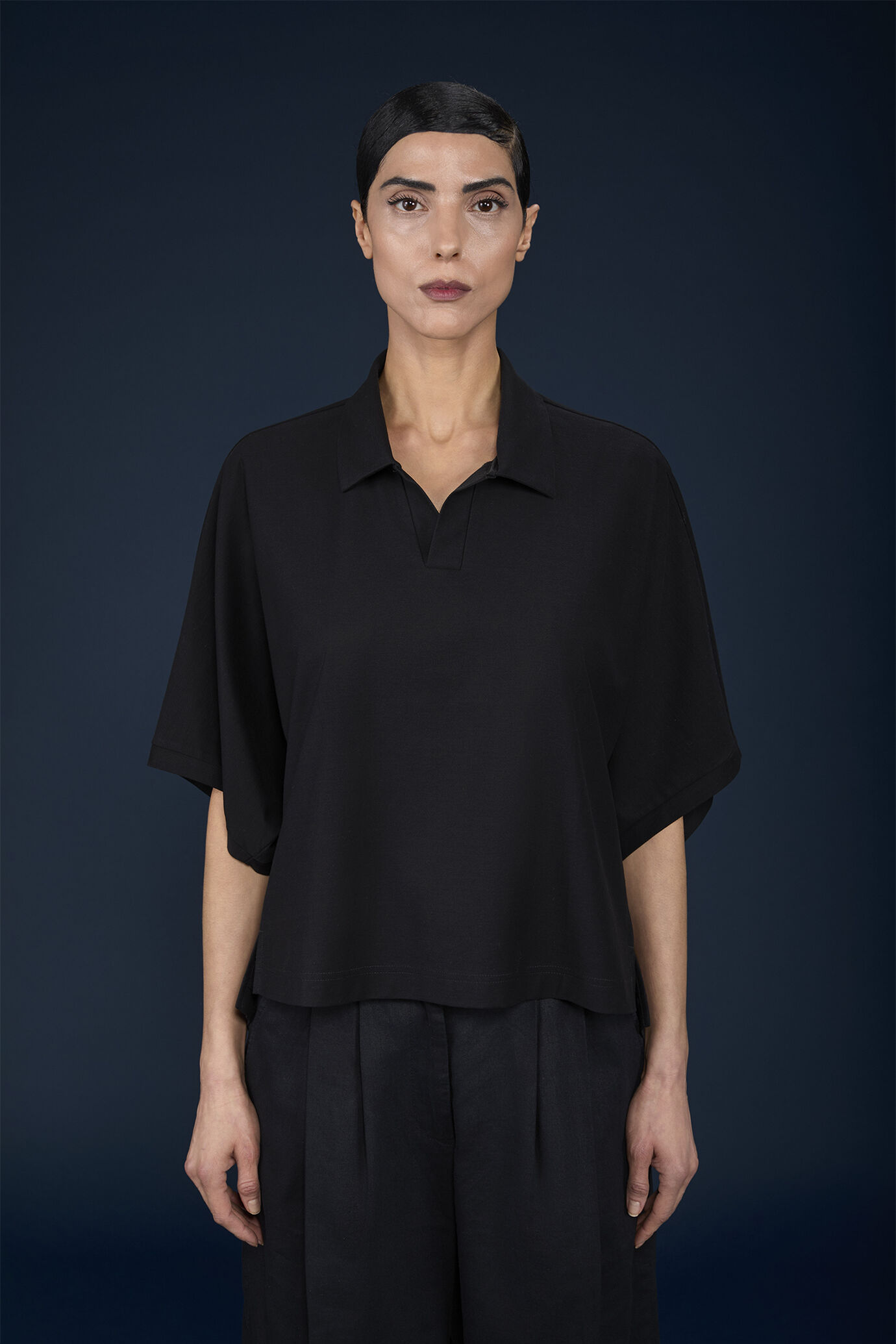 Oversize Poloshirt f&uuml;r Damen aus Piqu&eacute; image number 1