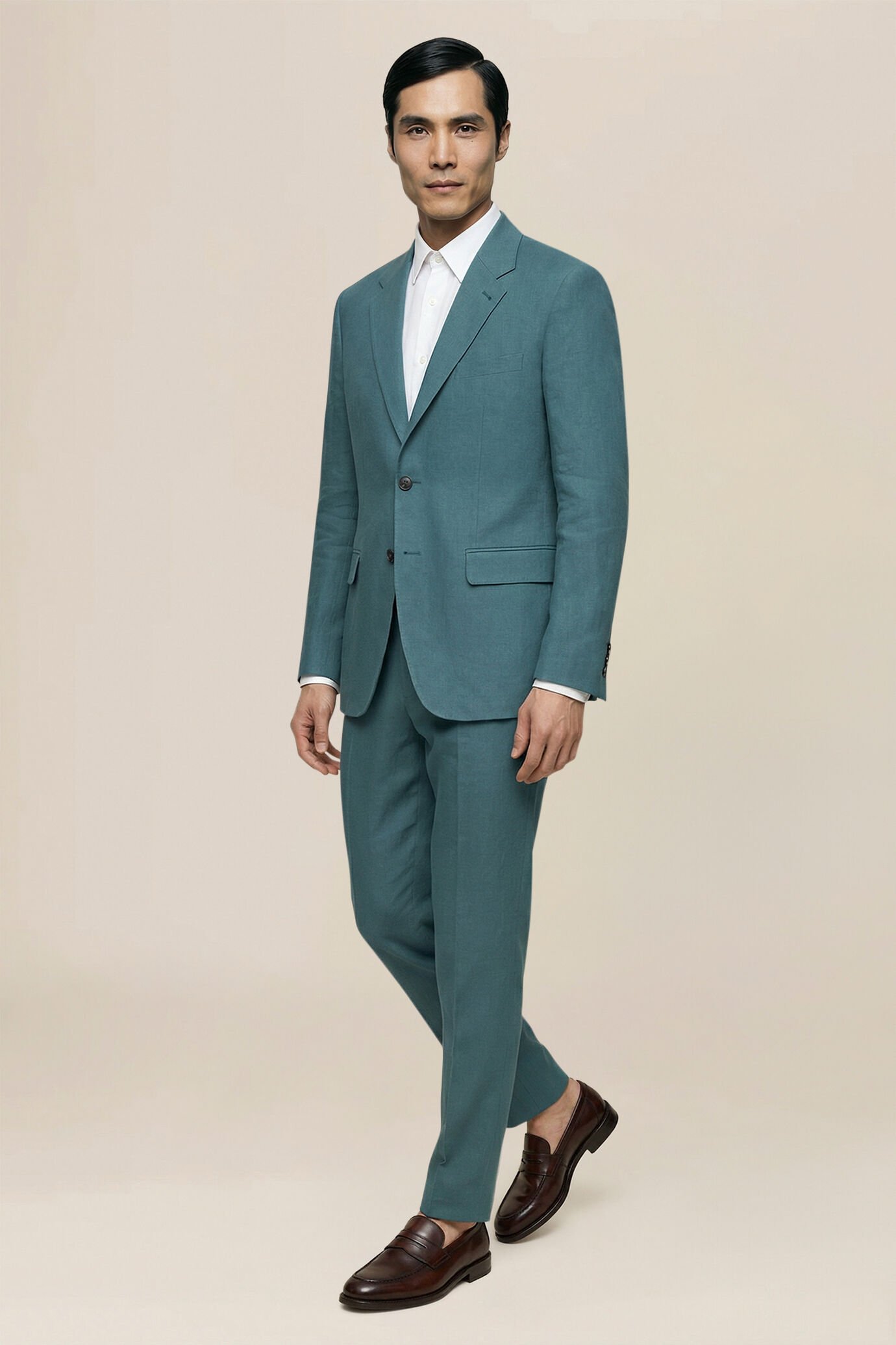 Abito uomo monopetto 100% lino regular fit image number 0