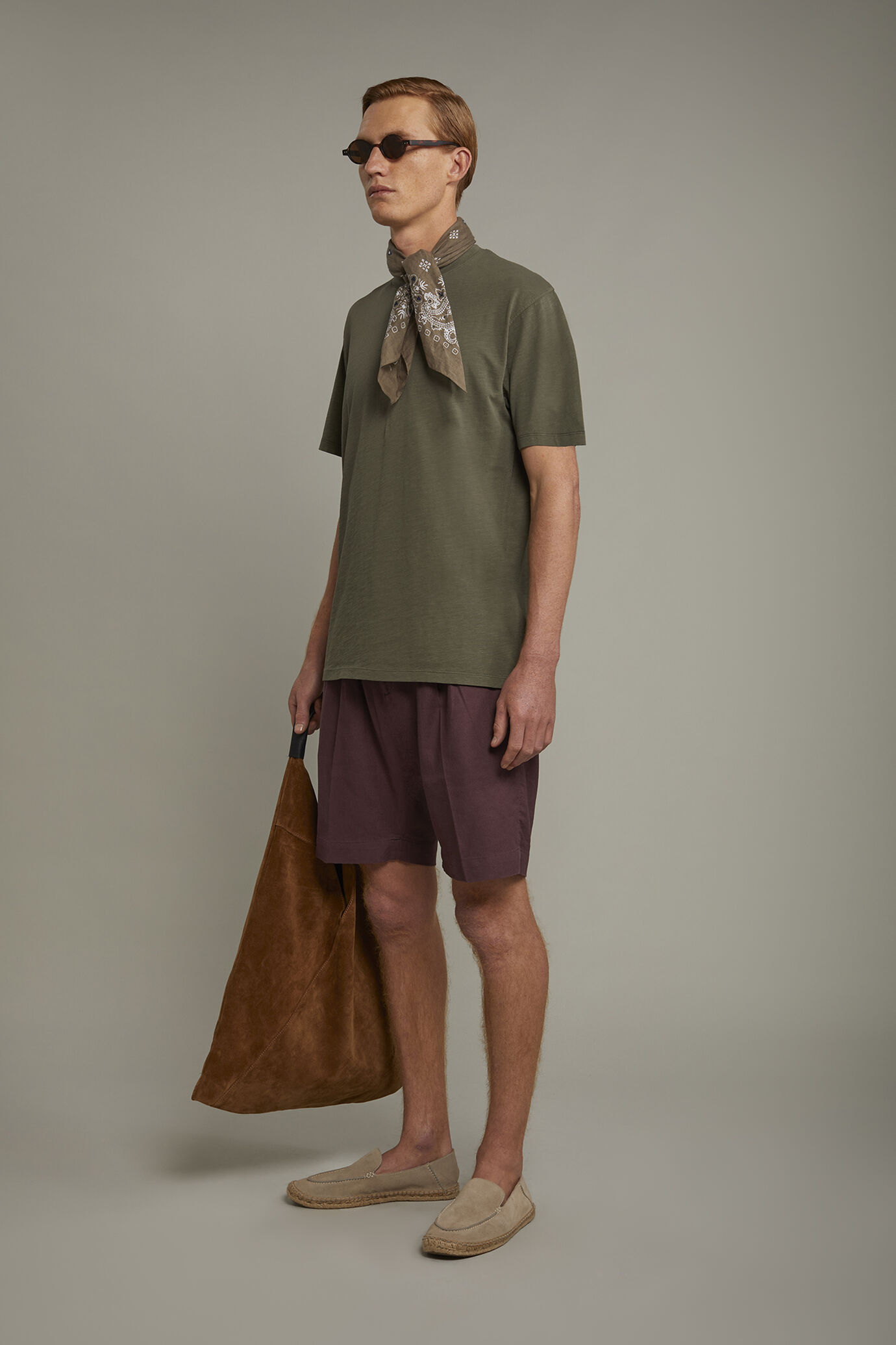 Bermudashorts für Herren mit doppeltem Abnäher und Kordelzug in der Taille aus Canvas-Leinen-Mischgewebe image number 1