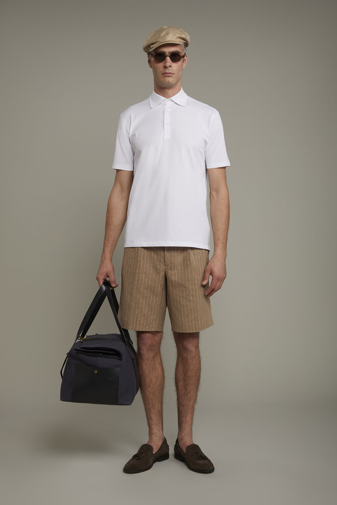 Bermuda homme a double pince en lin et coton avec motif a fines rayures coupe reguliere Doppelganger Bermuda Uomo Online