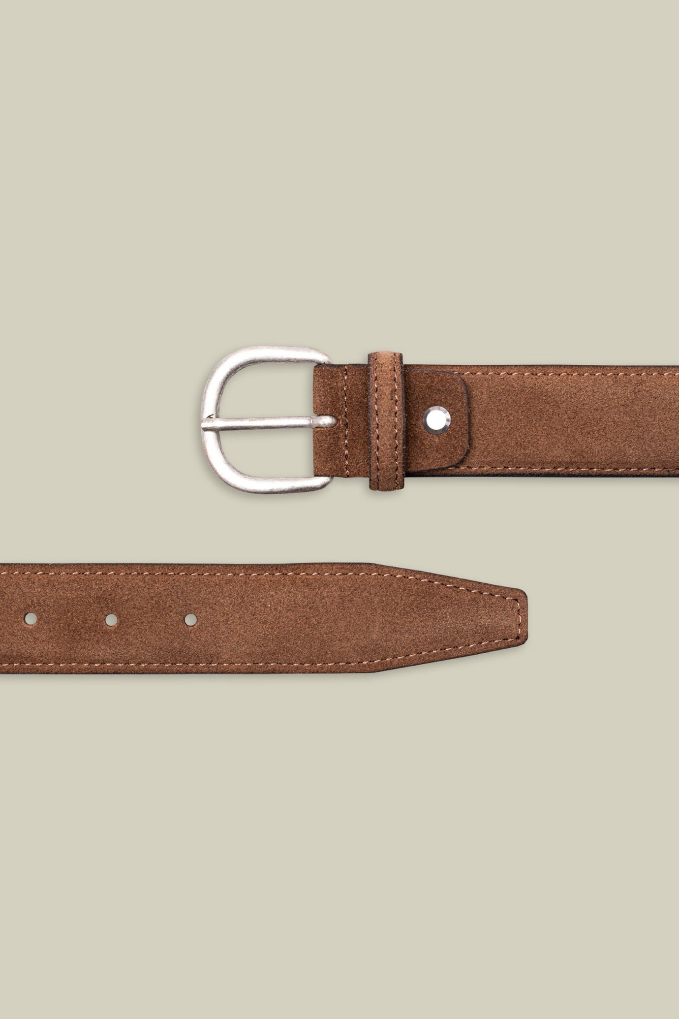 Classic men's belt in 100% suede leather with stitching image number 2