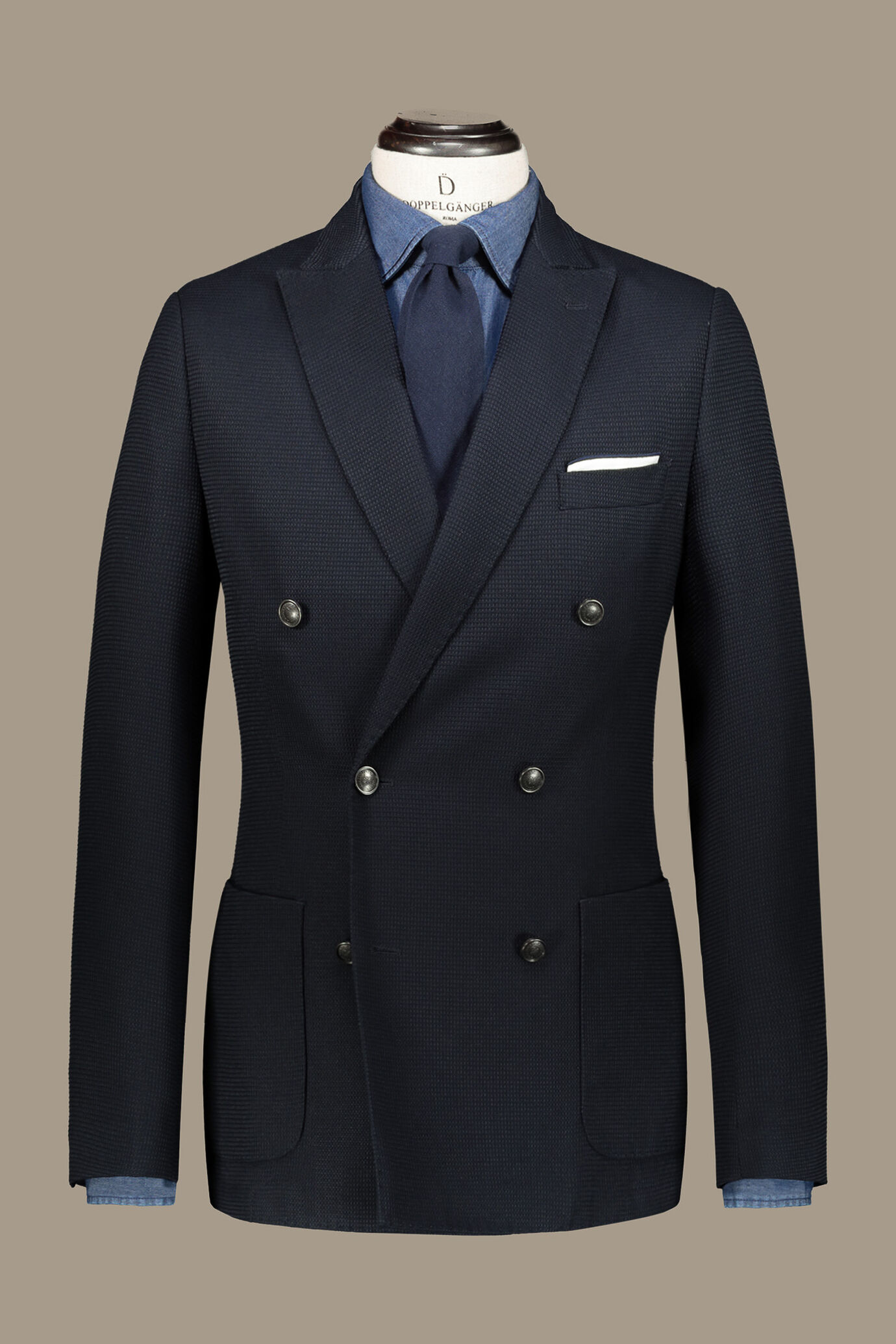 Double breasted jacket peak lapel with patch pockets image number 5