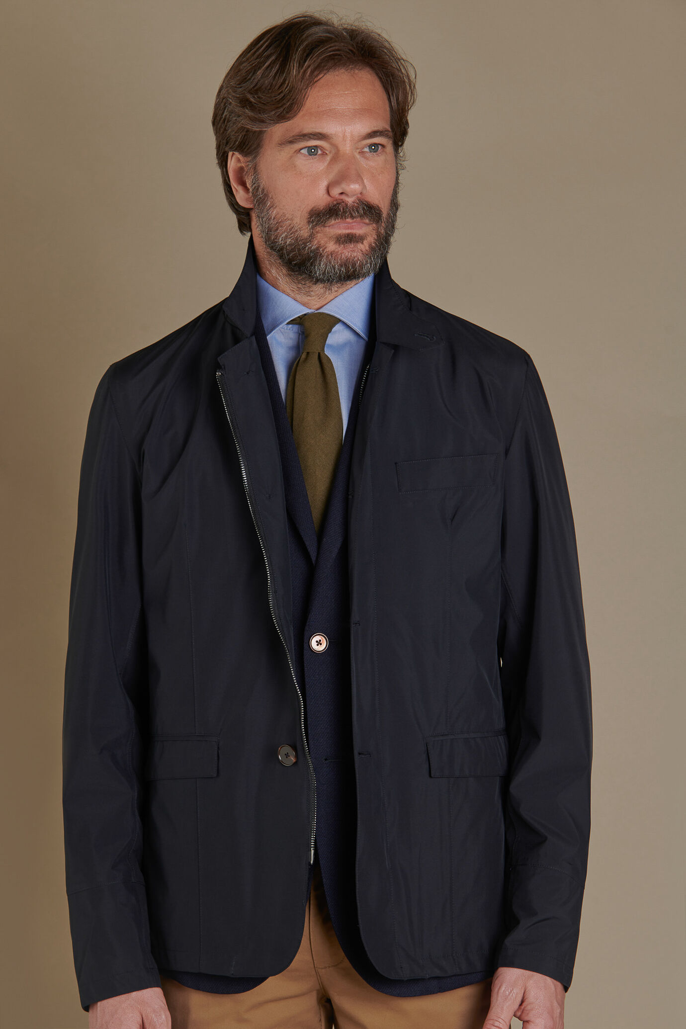 Field jacket sfoderata con tessuto tecnico image number 0