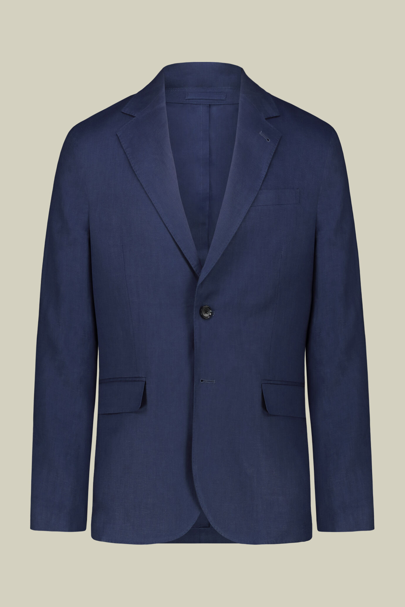 Single-breasted men's suit with flat front trousers, in 100% linen with a washed effect image number 4
