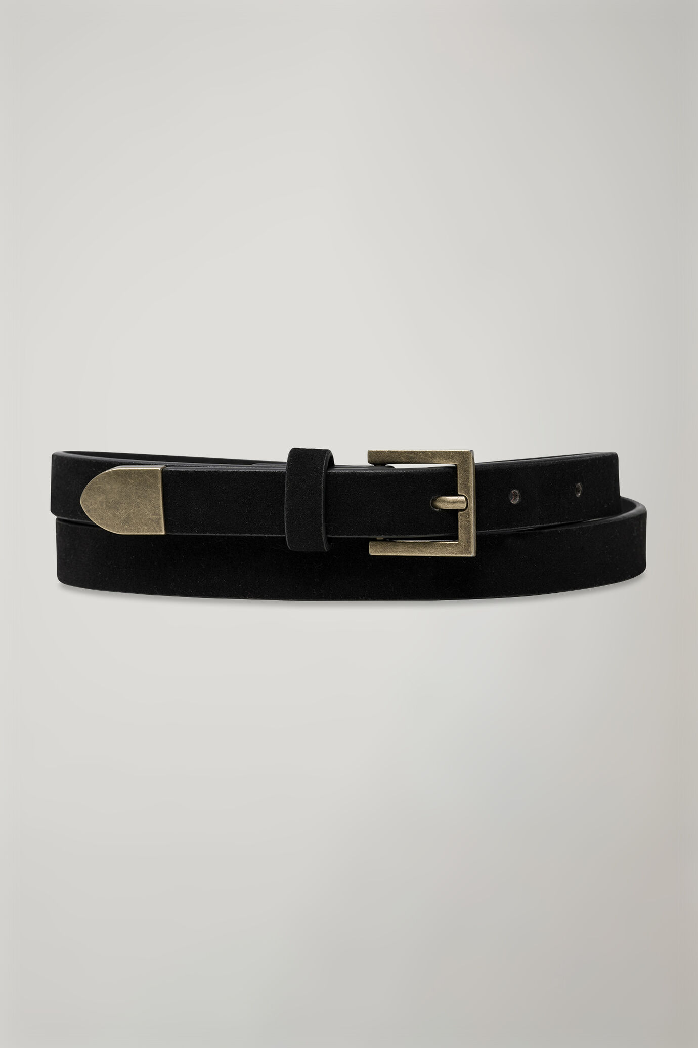 Women's belt coated with suede leather