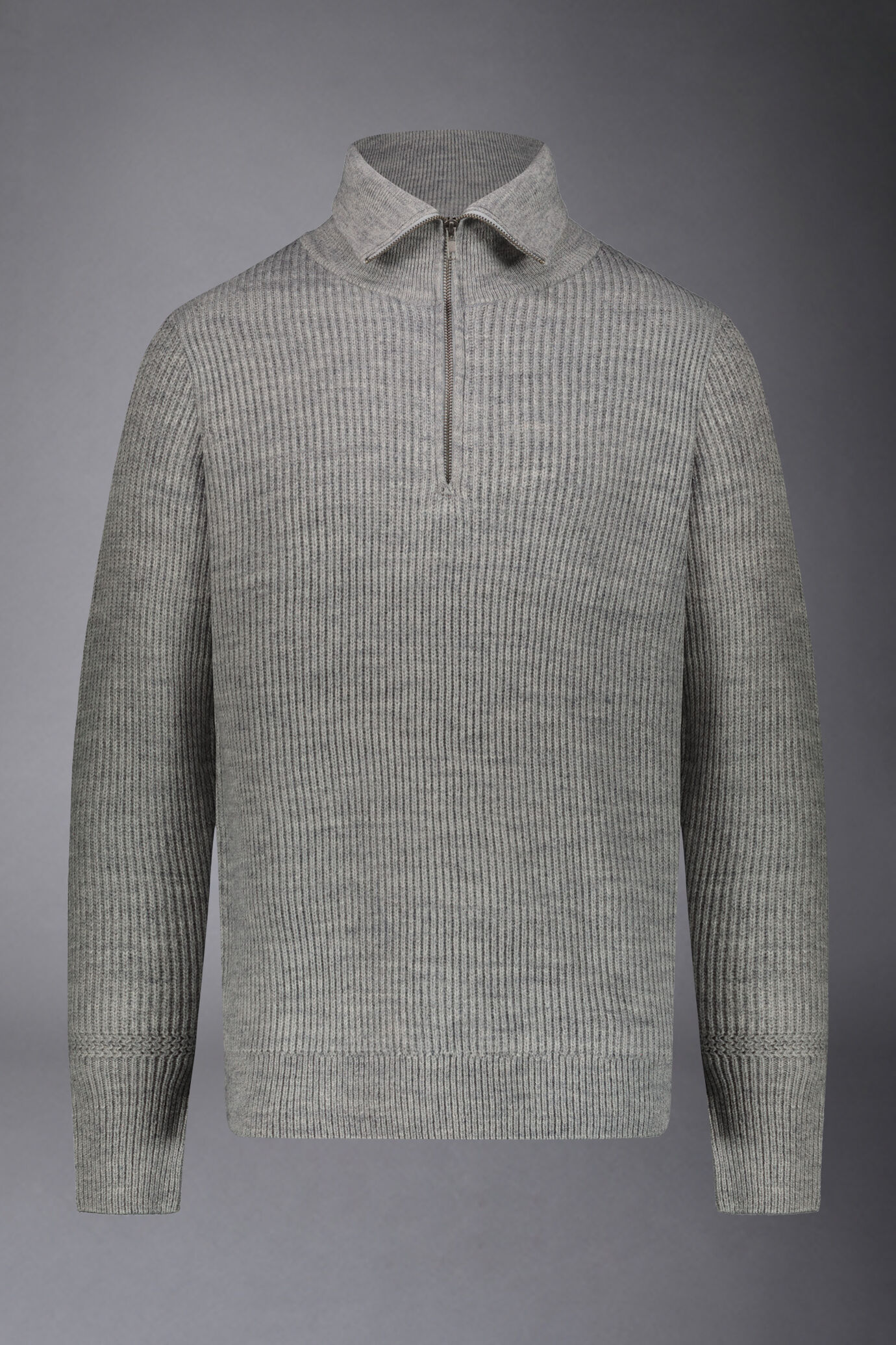 Pullover aus einer Wollmischung mit Reißverschluss und englischem Rippenstrick in normaler Passform image number 4