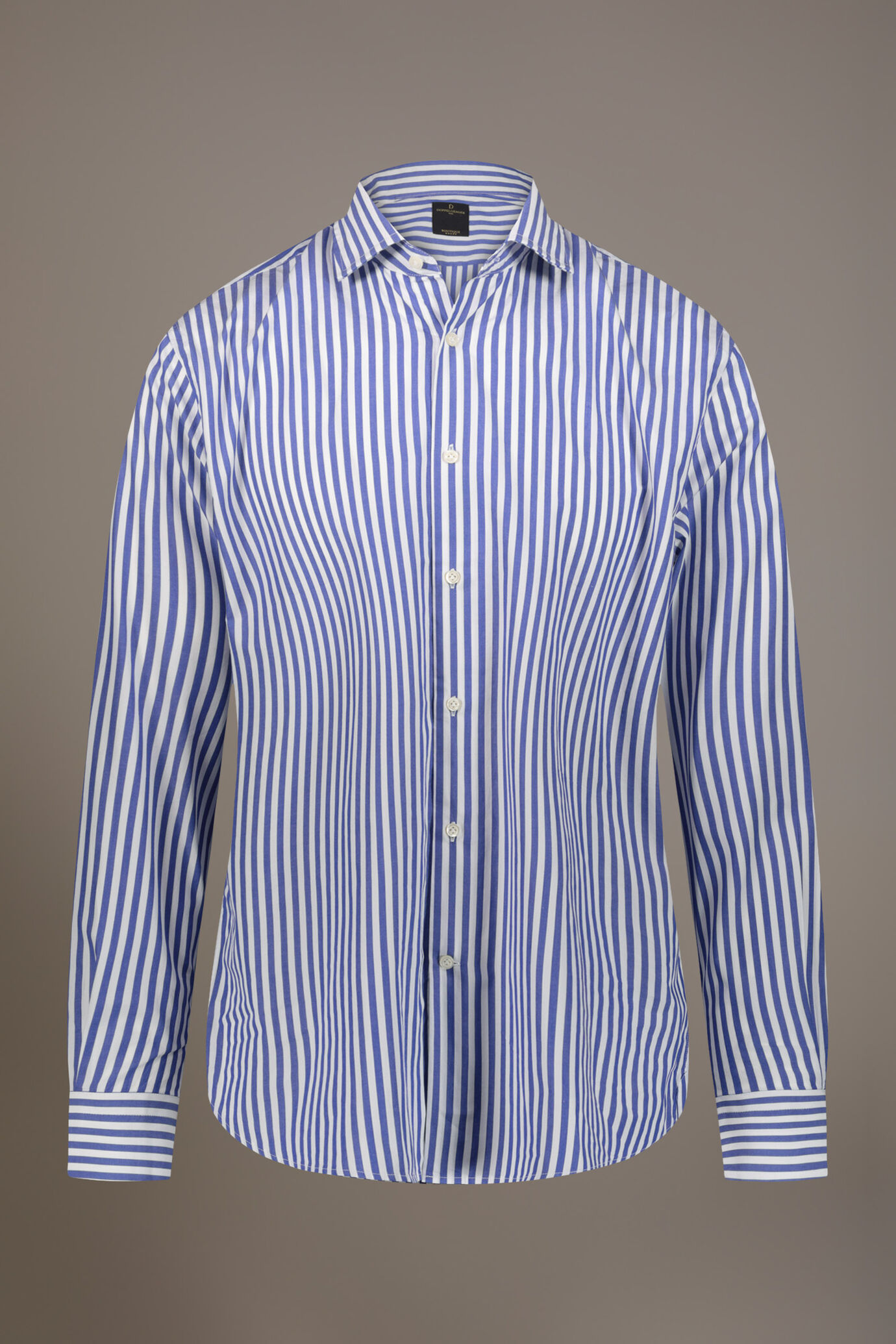 Classic washed shirt with french collar comfrot fit yarn dyed wide stripes image number 3