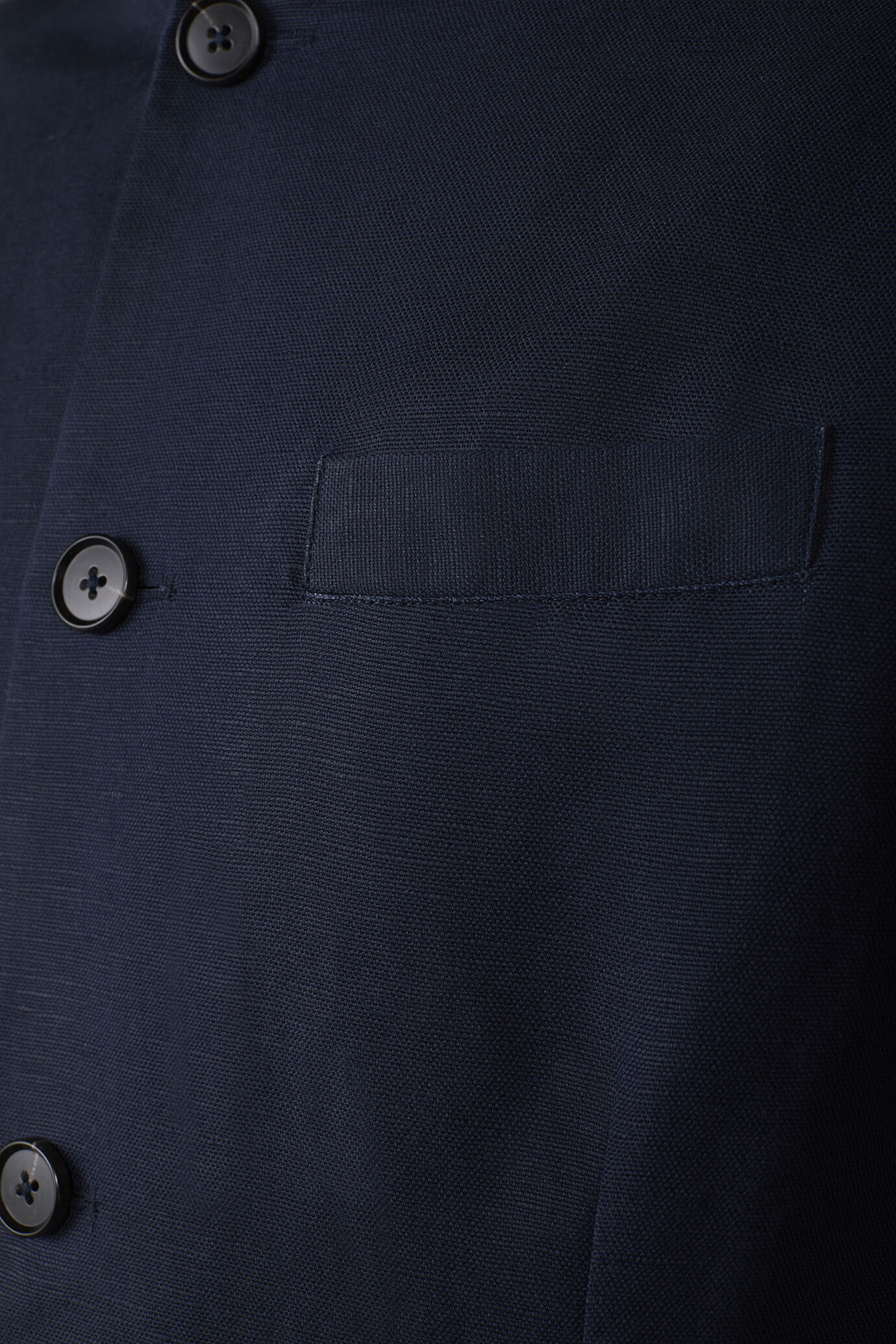 Veste homme à simple boutonnage non doublée, col Mao lin et coton mélangés image number 3