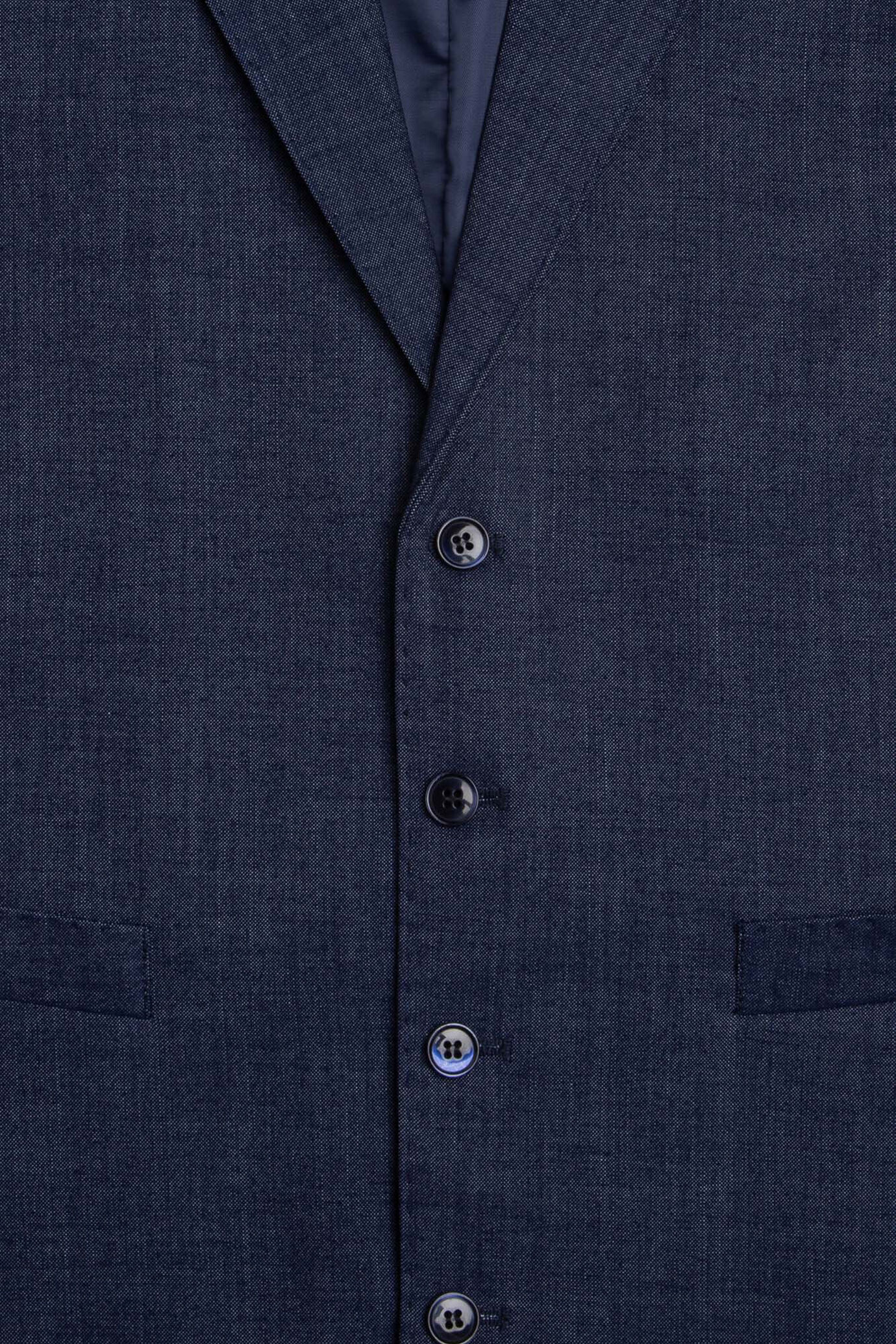 Gilet monopetto stretch con rever effetto chambray denim image number 1