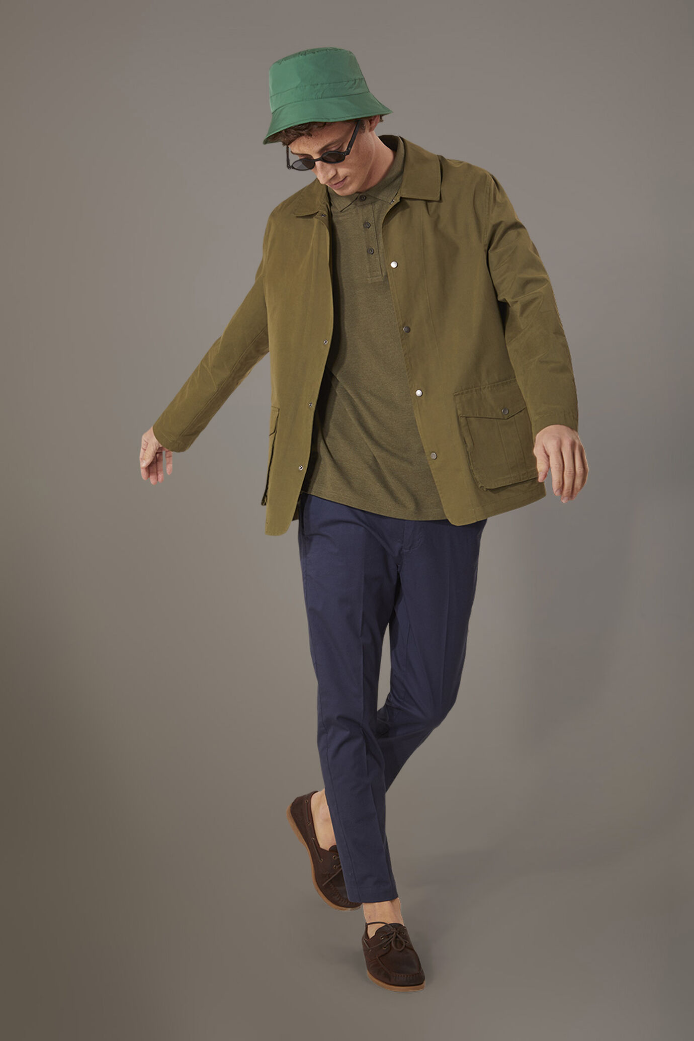 Coated fabric jacket with snaps image number 0
