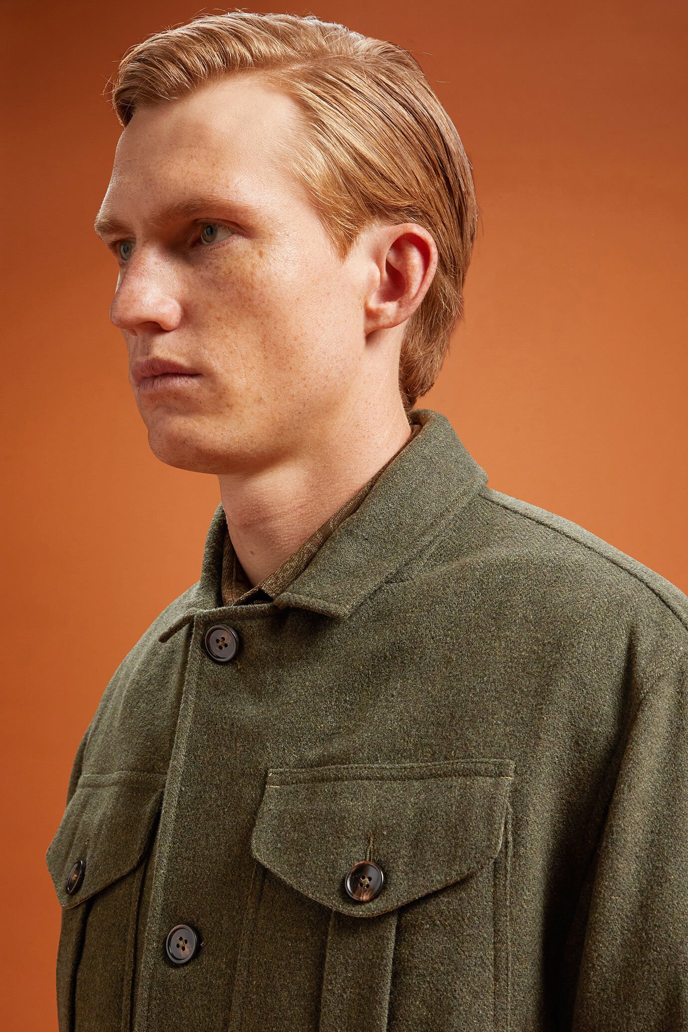 Men's boiled wool blend jacket light padding regular fit image number 3